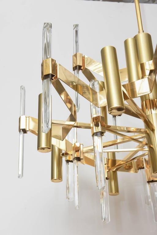 Large Gold-Plate and Crystal Chandelier by Gaetano Sciolari at 1stDibs