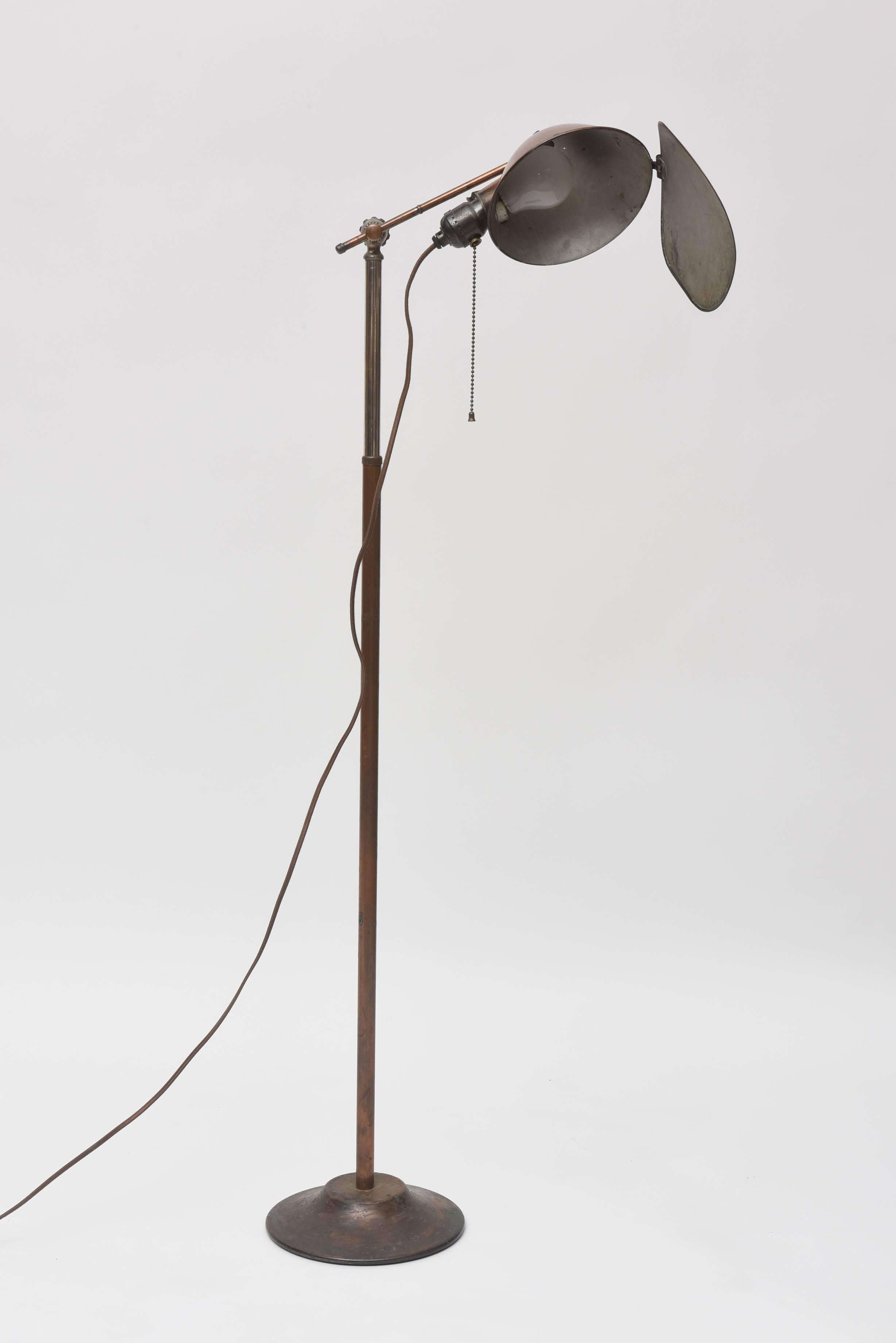 Industrial Early Copper Floor Lamp by Lyhne Lamp Company