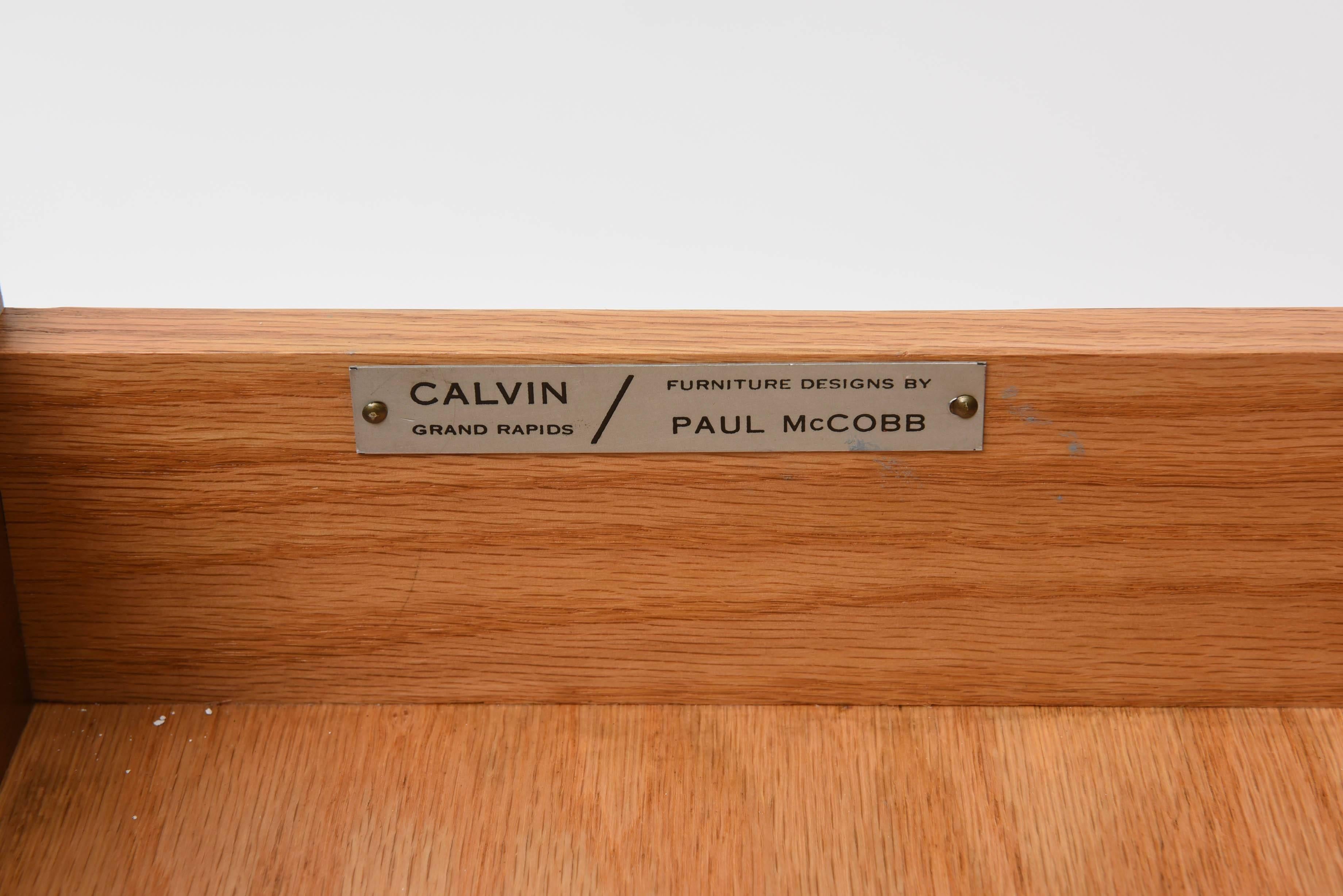 American Walnut and Rattan Side Table by Paul McCobb for Calvin, USA Circa 1955