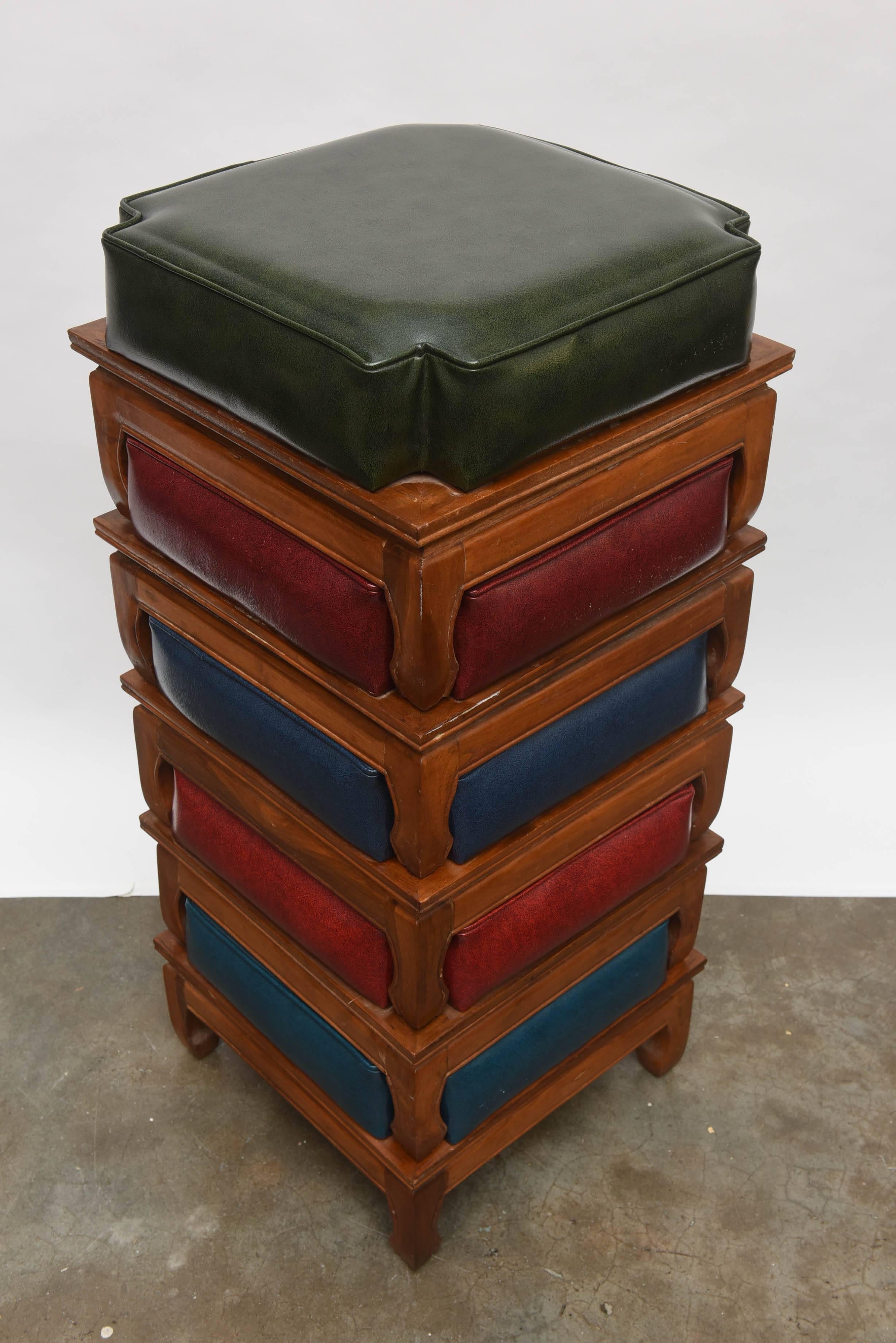 Mid-Century Modern Stacked Stools, Ottomans In Excellent Condition For Sale In West Palm Beach, FL