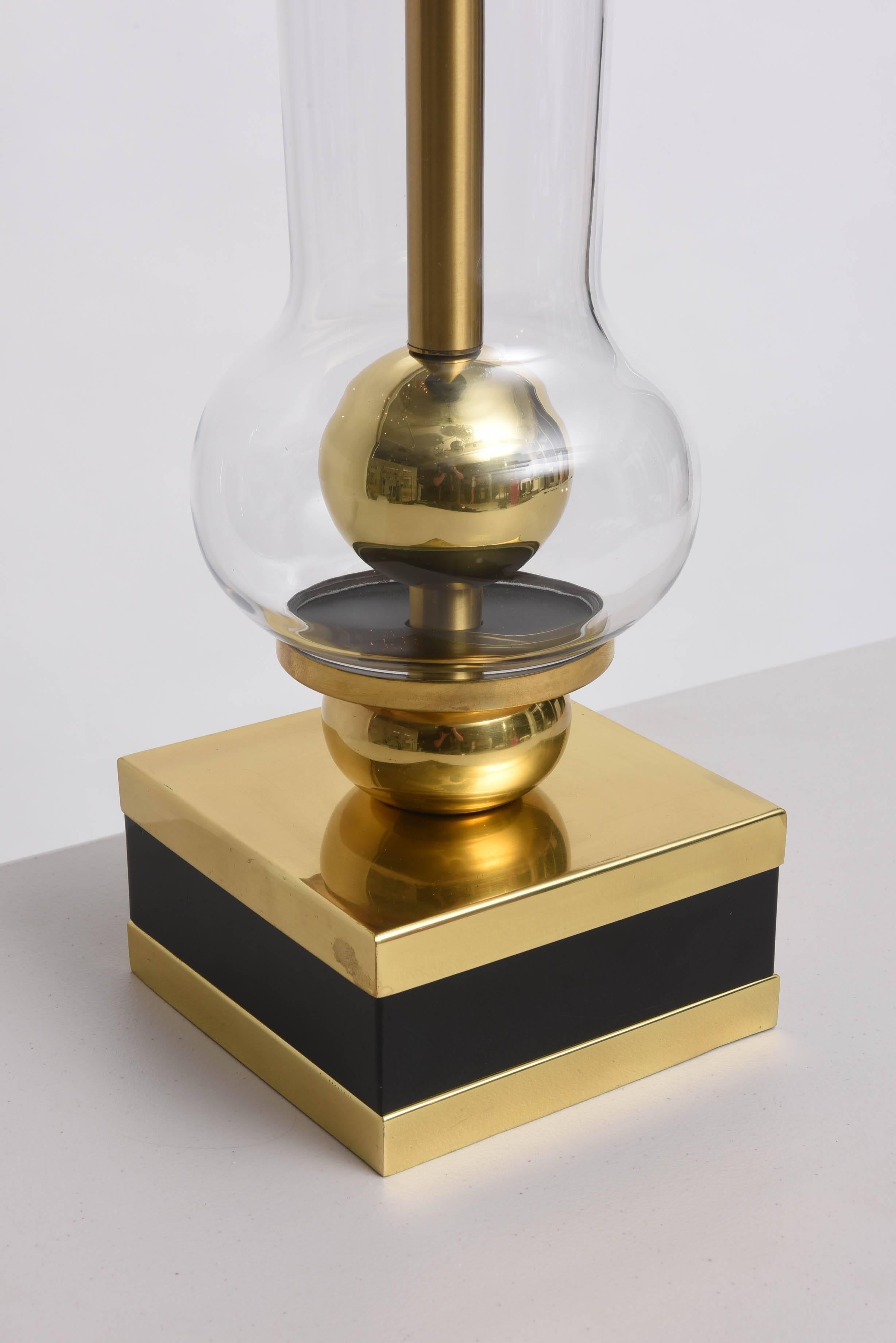 Mid-Century Modern Midcentury Table Lamp, Brass and Glass, Attributed to Studio Willy Rizzo
