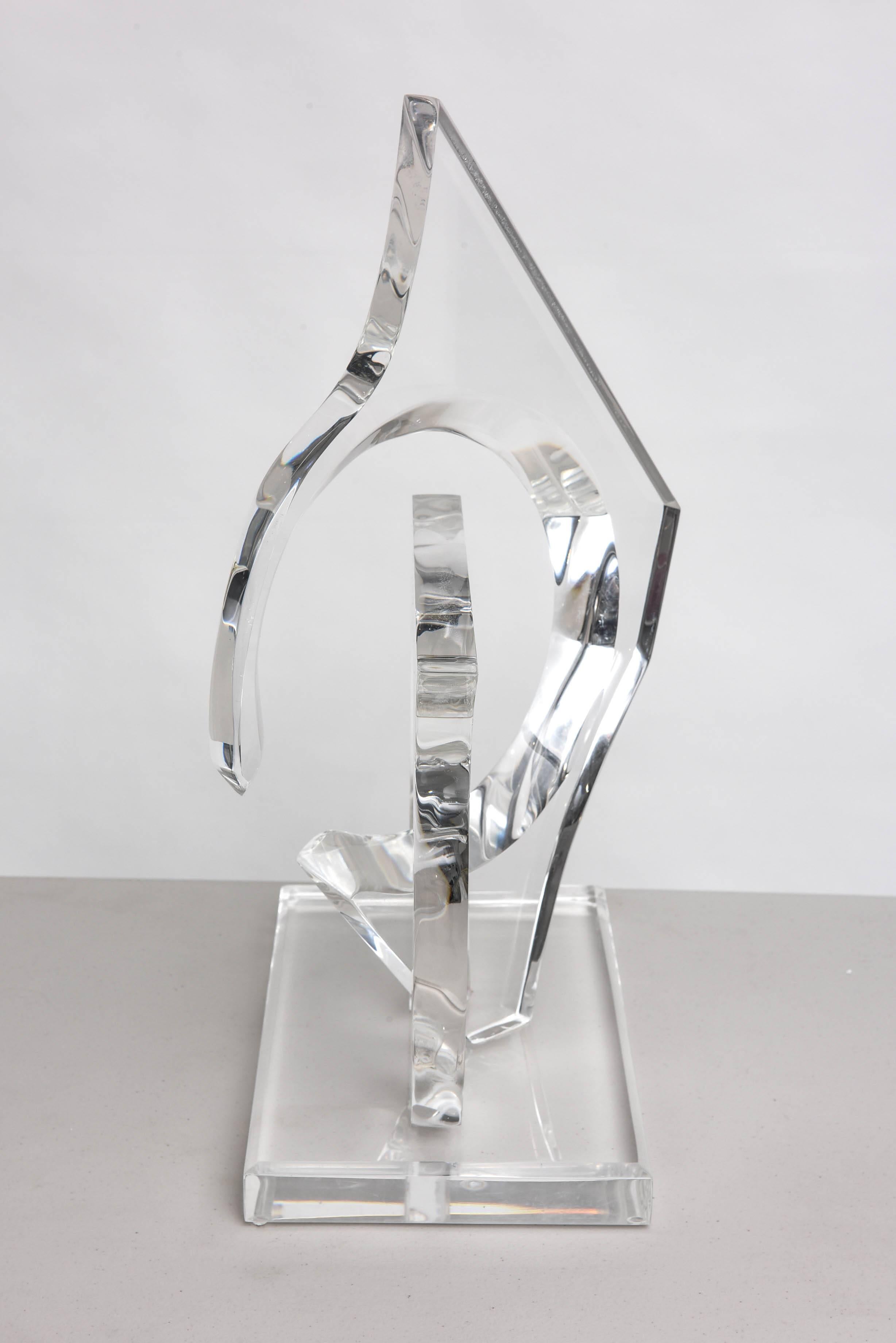 American Mid-Century Modern Abstract Lucite Sculpture, Signed, Van Teal, 1970s