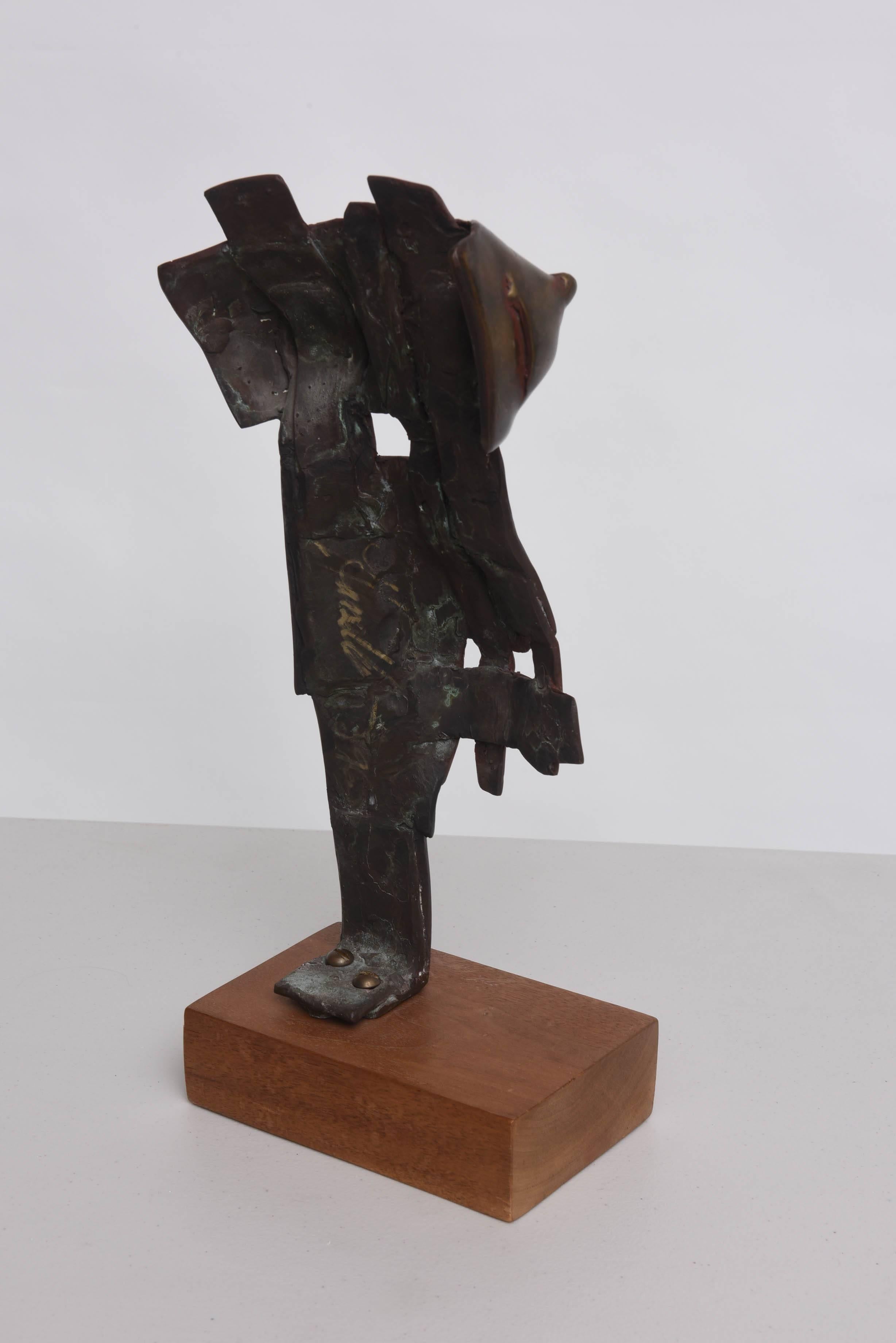Mid-Century Modern Brutalist Bronze Sculpture of Female Torso, Artist Signed 1