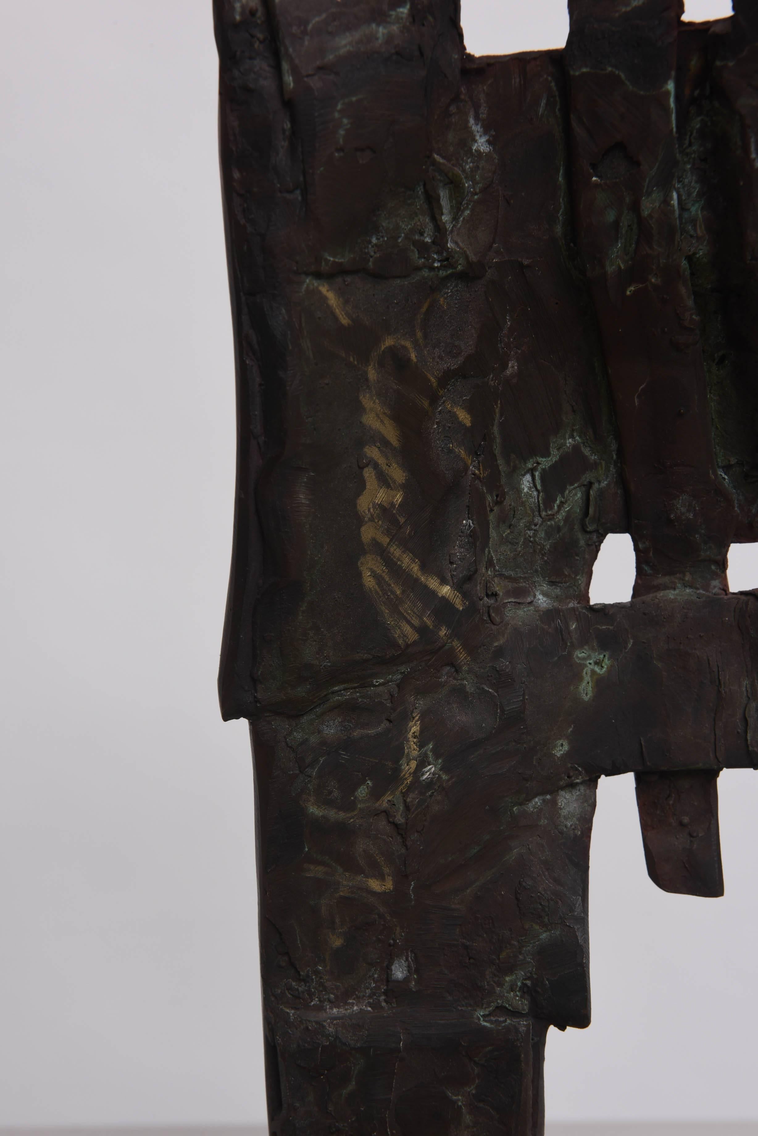 Mid-Century Modern Brutalist Bronze Sculpture of Female Torso, Artist Signed 2