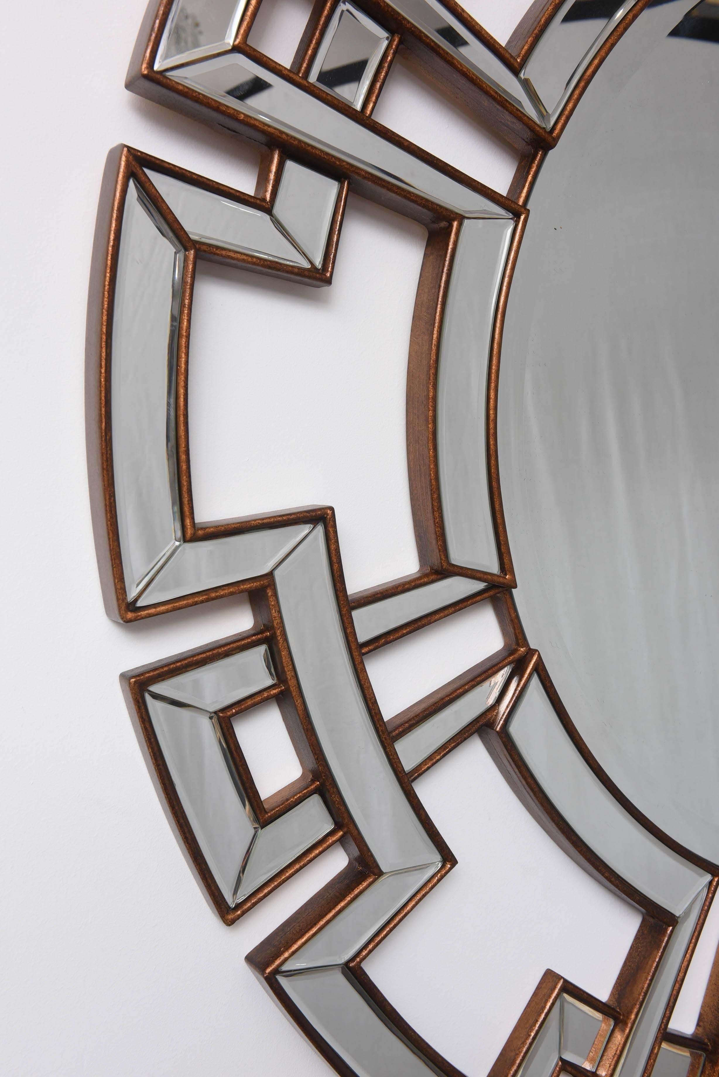 American Hollywood-Regency Style Mirror with Greek Key in the Style of James Mont