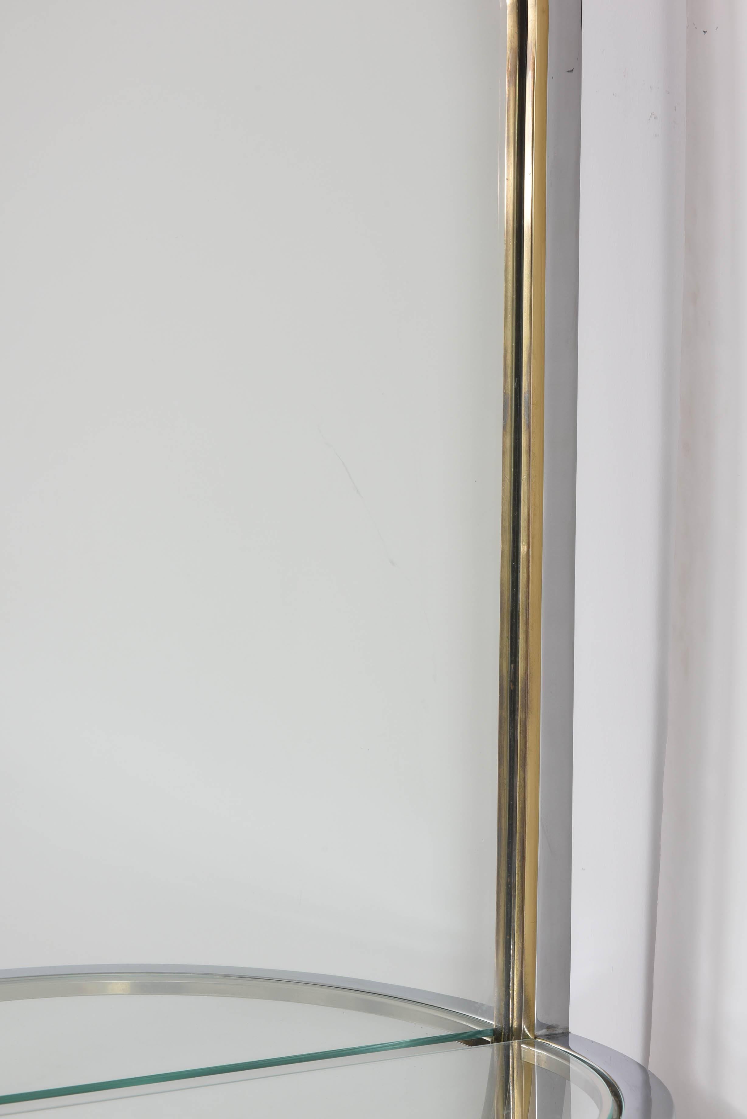 Glass Midcentury Chrome Wall-Hung Mirror with Shelf, for DIA, 1970s