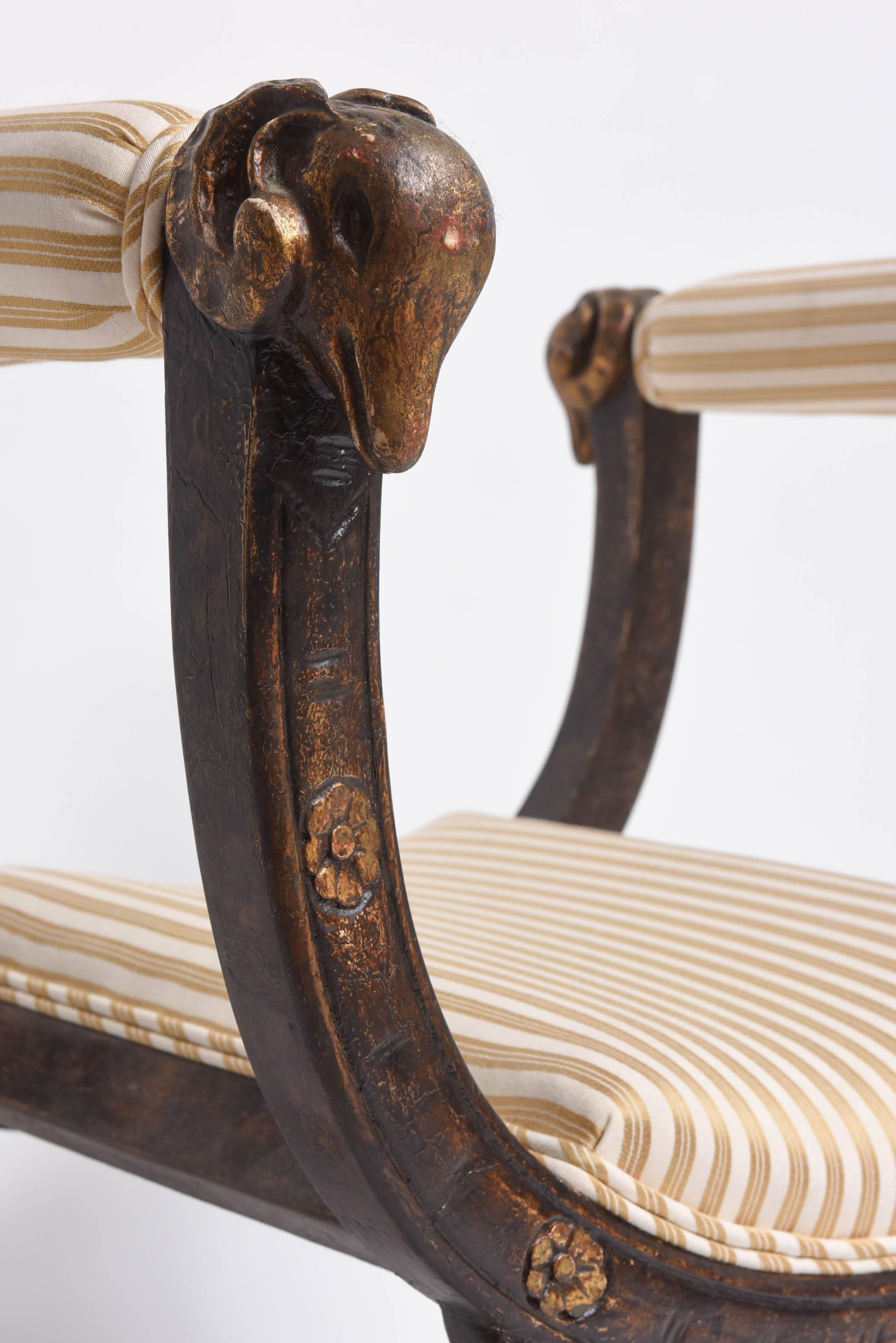 Italian 19th Century Neoclassical Curule Bench with Goat-Head and Hooves