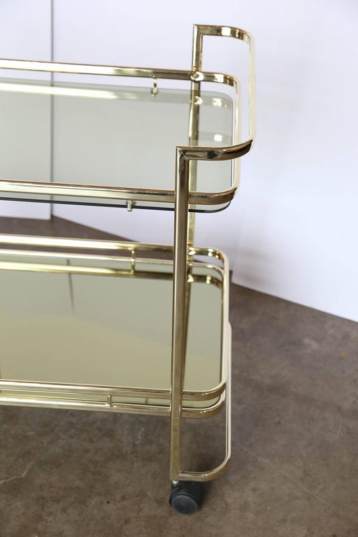 Gold Metal, Glass and Mirror Two-Tier Bar, Tea Cart or Serving Cart at ...