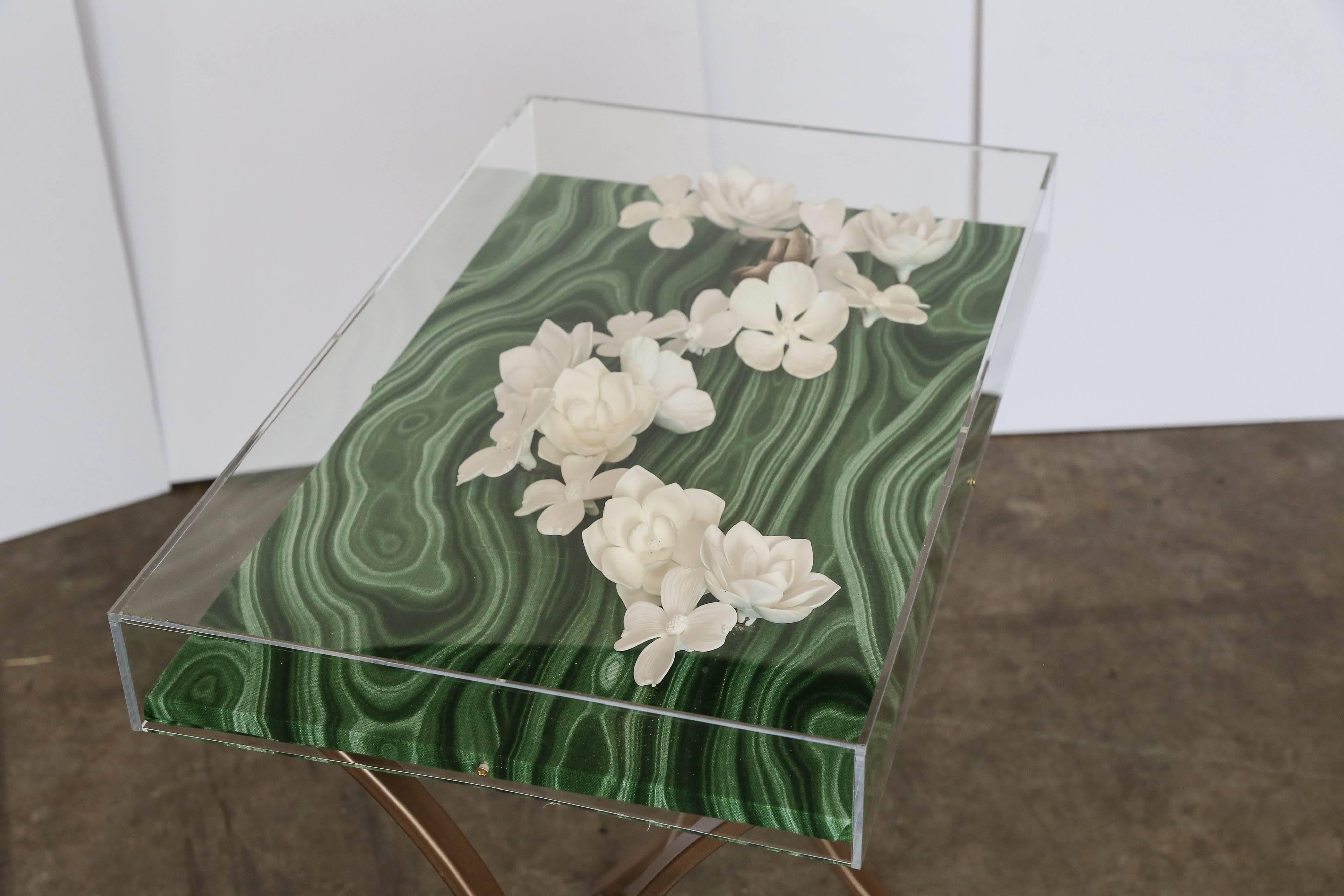 Contemporary Lucite Object d'art with Rose Tone Metal Side Table by AMK for Patricia Kagan