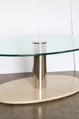 Mario Bellini for Cassina Travertine, Chrome & Glass Coffee / Cocktail Table