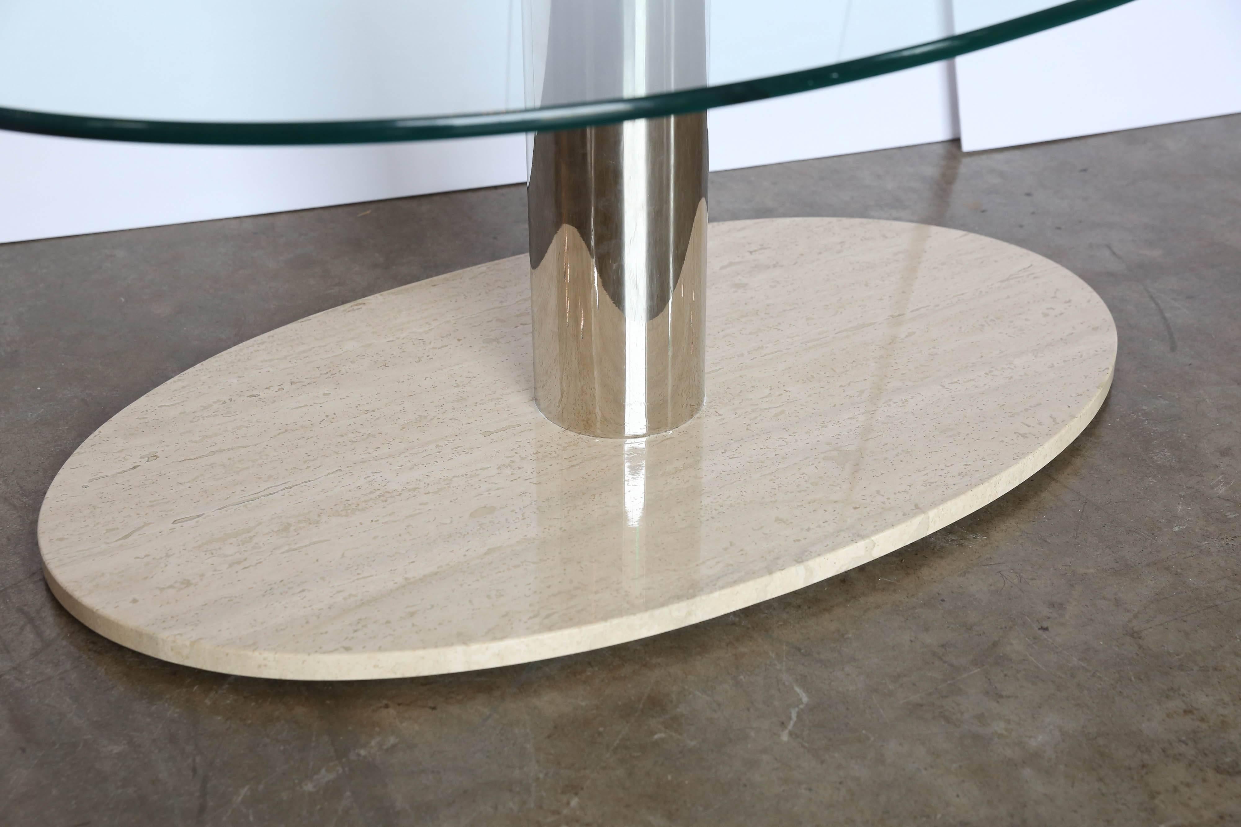 Mid-Century Modern Mario Bellini for Cassina Travertine, Chrome & Glass Coffee / Cocktail Table