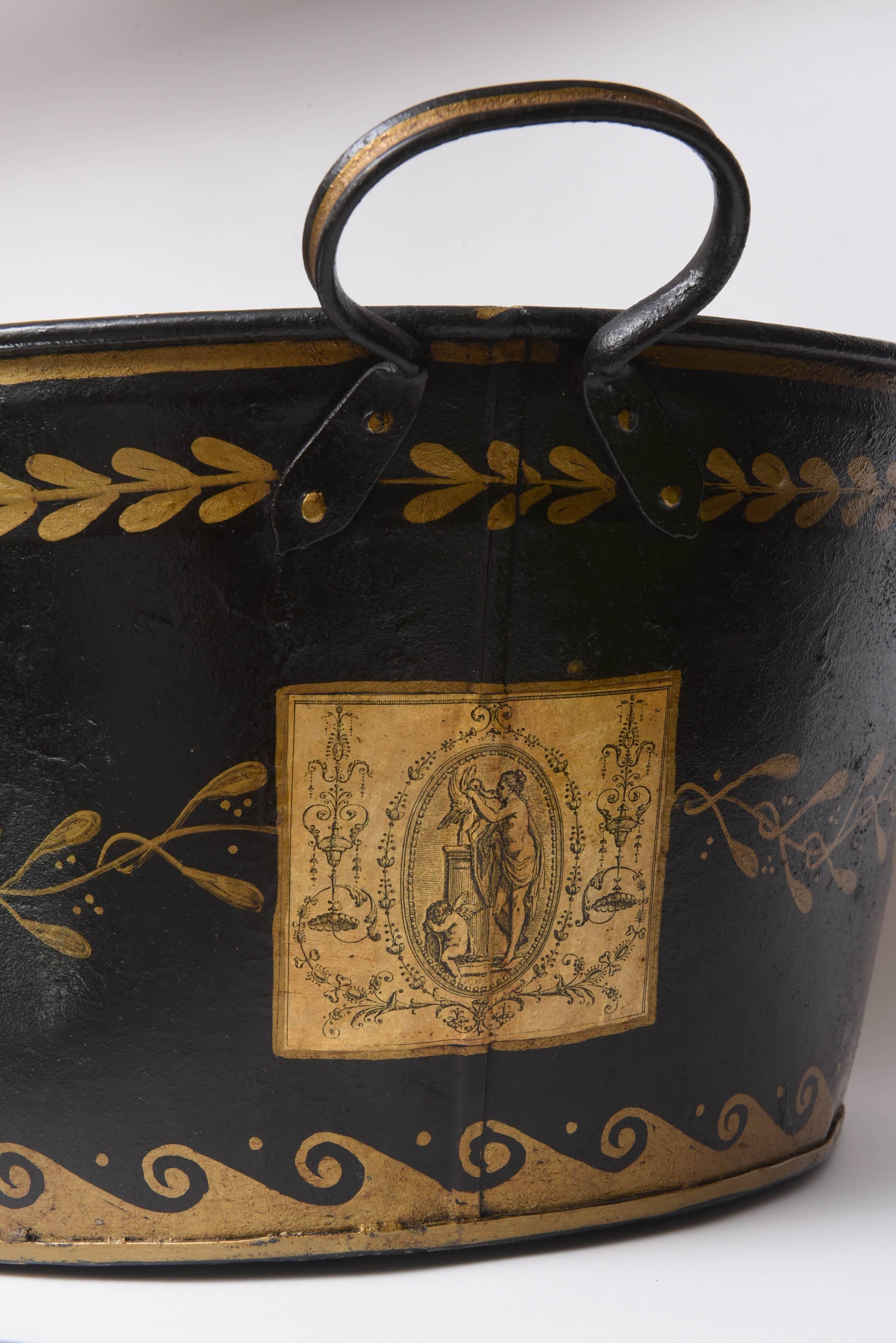 Large Black and Gold Tole Container 1