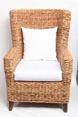 Pair of Large Woven Banana Leaf Wing Chairs