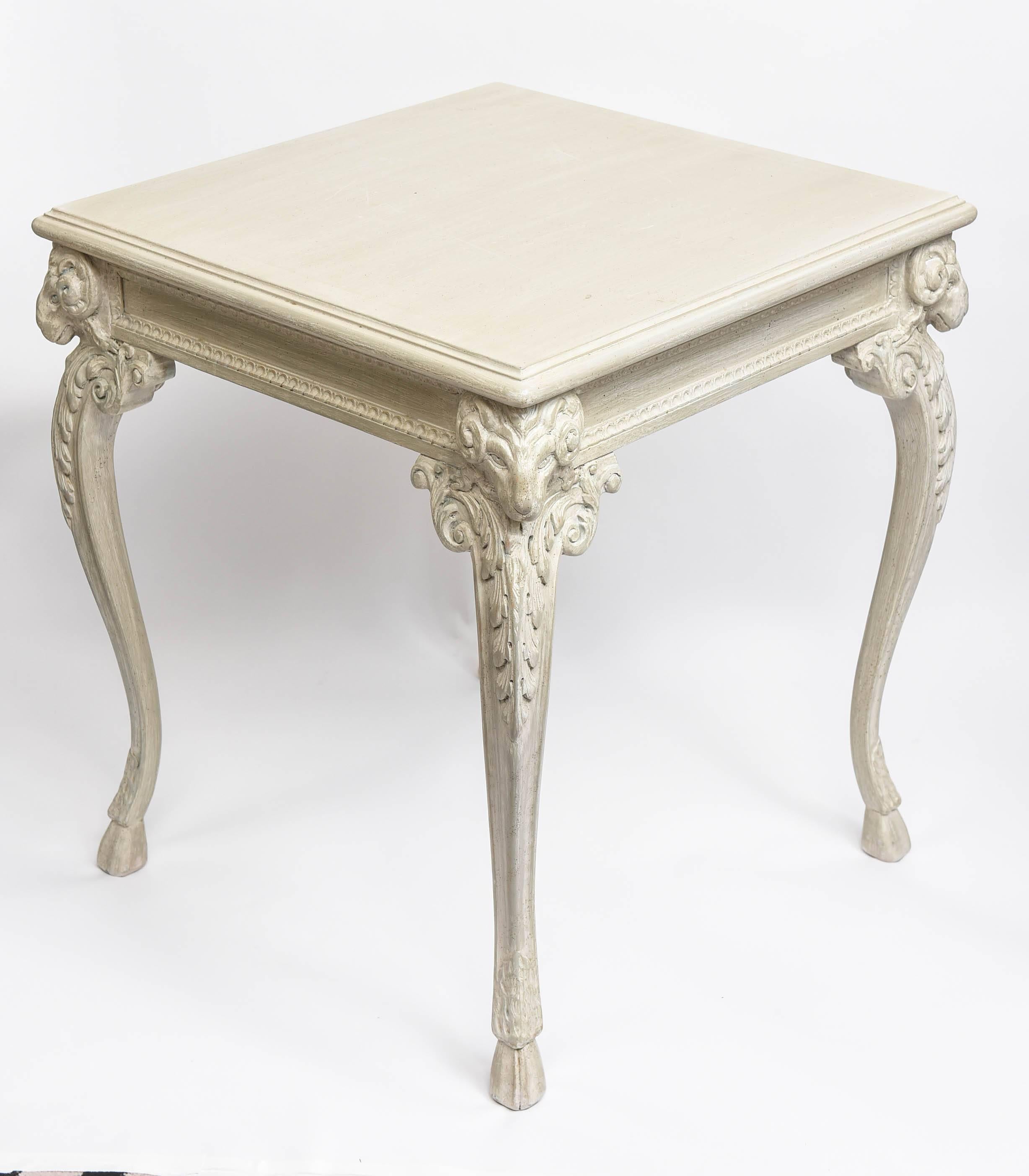 Faux Painted Ram's Head Side Table 1