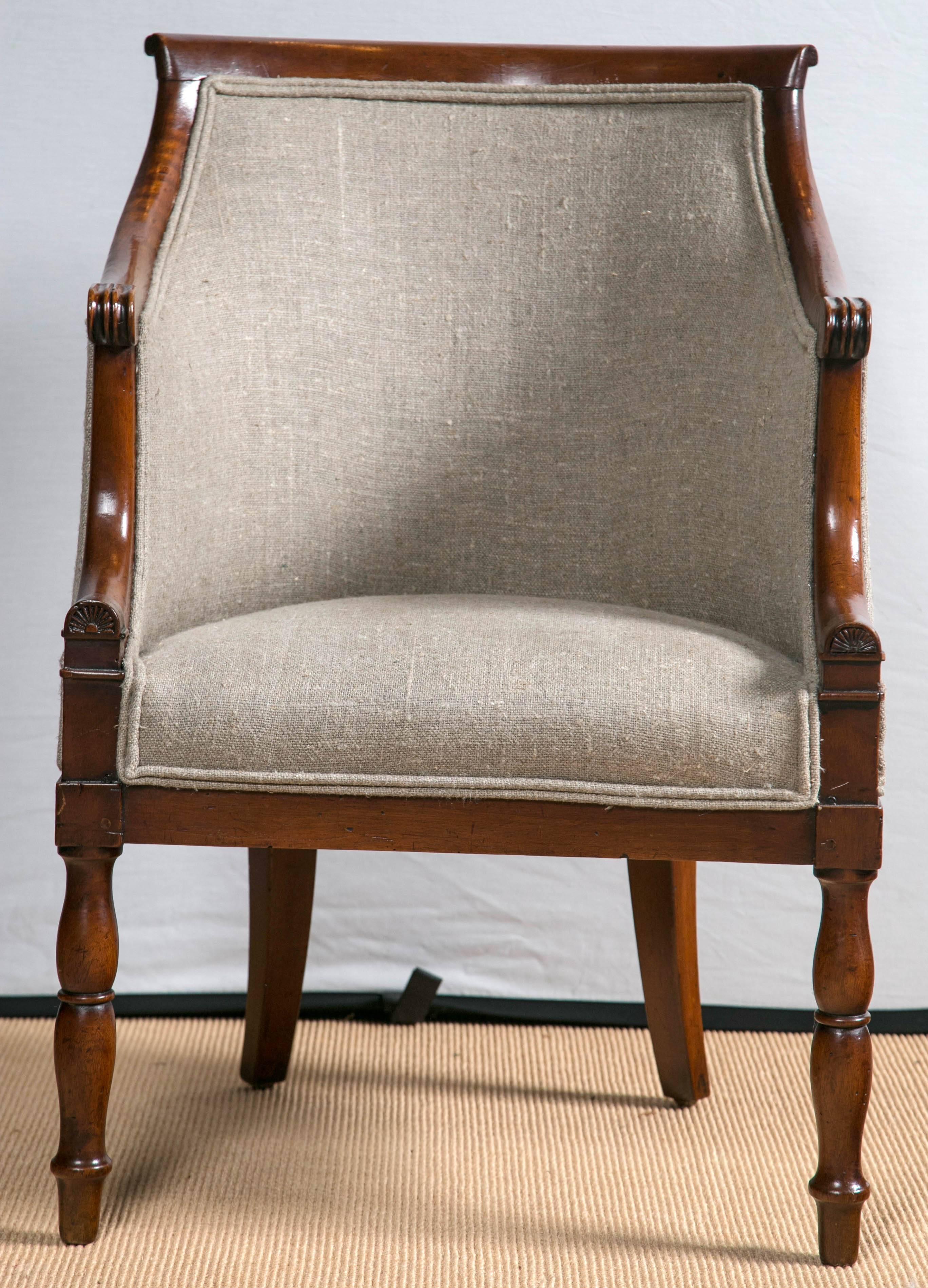 English Pair French Upholstered Chairs For Sale