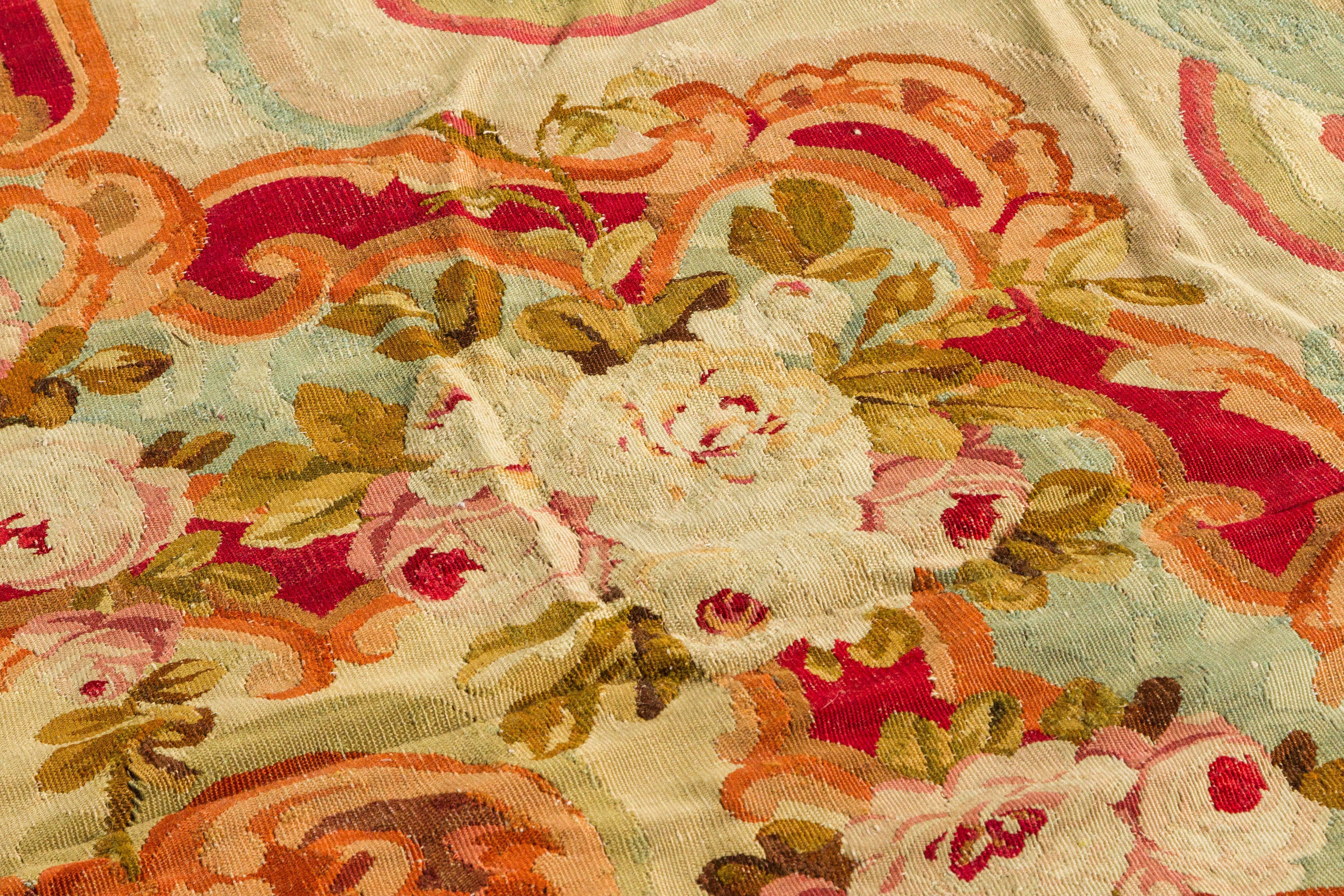 Wool Aubusson French Rug For Sale