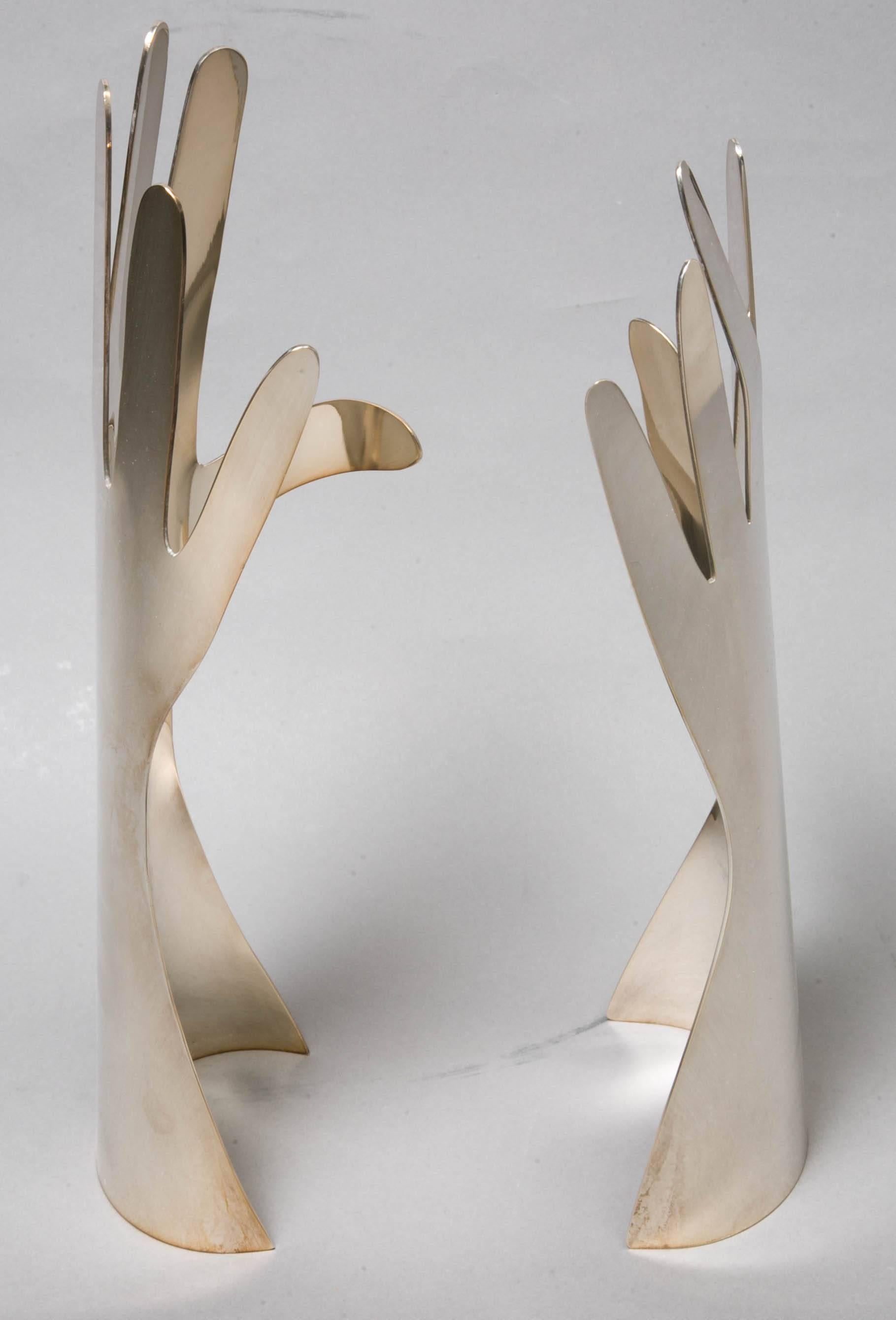 Italian Two Silvered Metal Hands by Gio Ponti for L. Sabattini, 1978, Italy For Sale