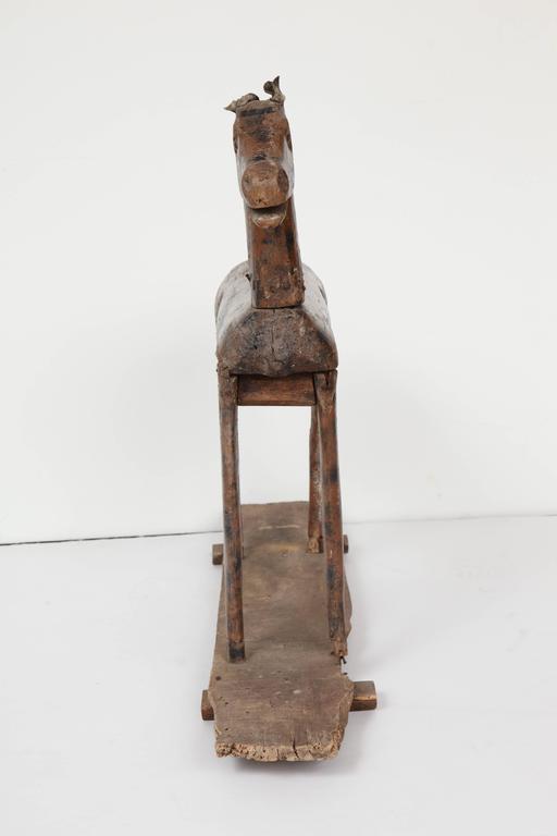 Carved Wooden and Painted Toy Horse For Sale at 1stDibs