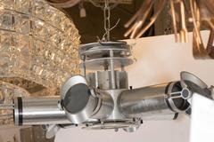'Telescope' Six-Arm Light Fixture in Brushed Chrome