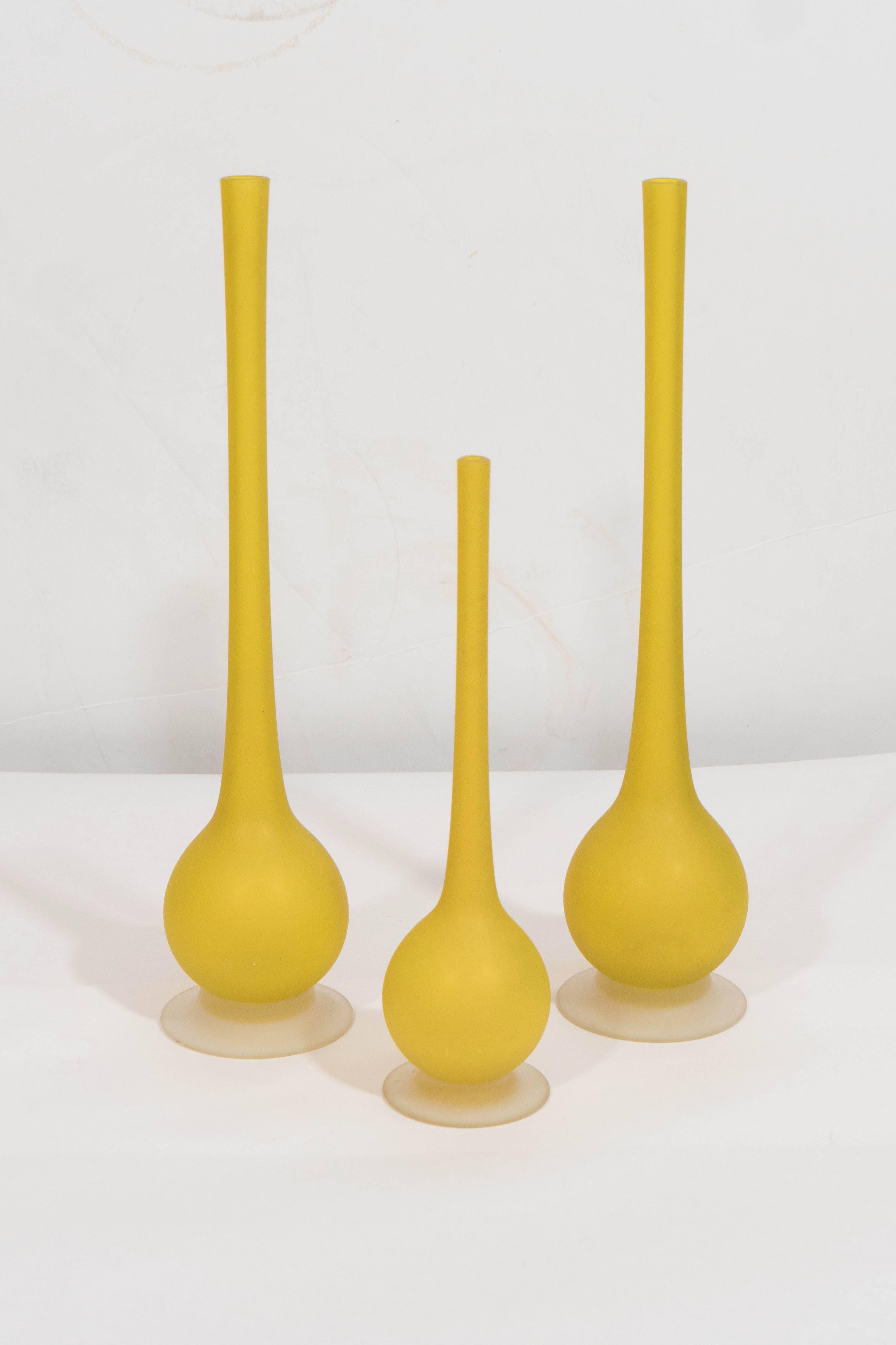 Set of Fifteen Carlo Moretti Satin Glass Pencil Neck Vases 2