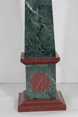 Pair of Grand Tour Obelisks in Green and Red Marble