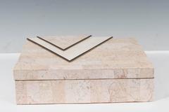Mid-Century Maitland-Smith Box in Tessellated Marble with Brass Inlay