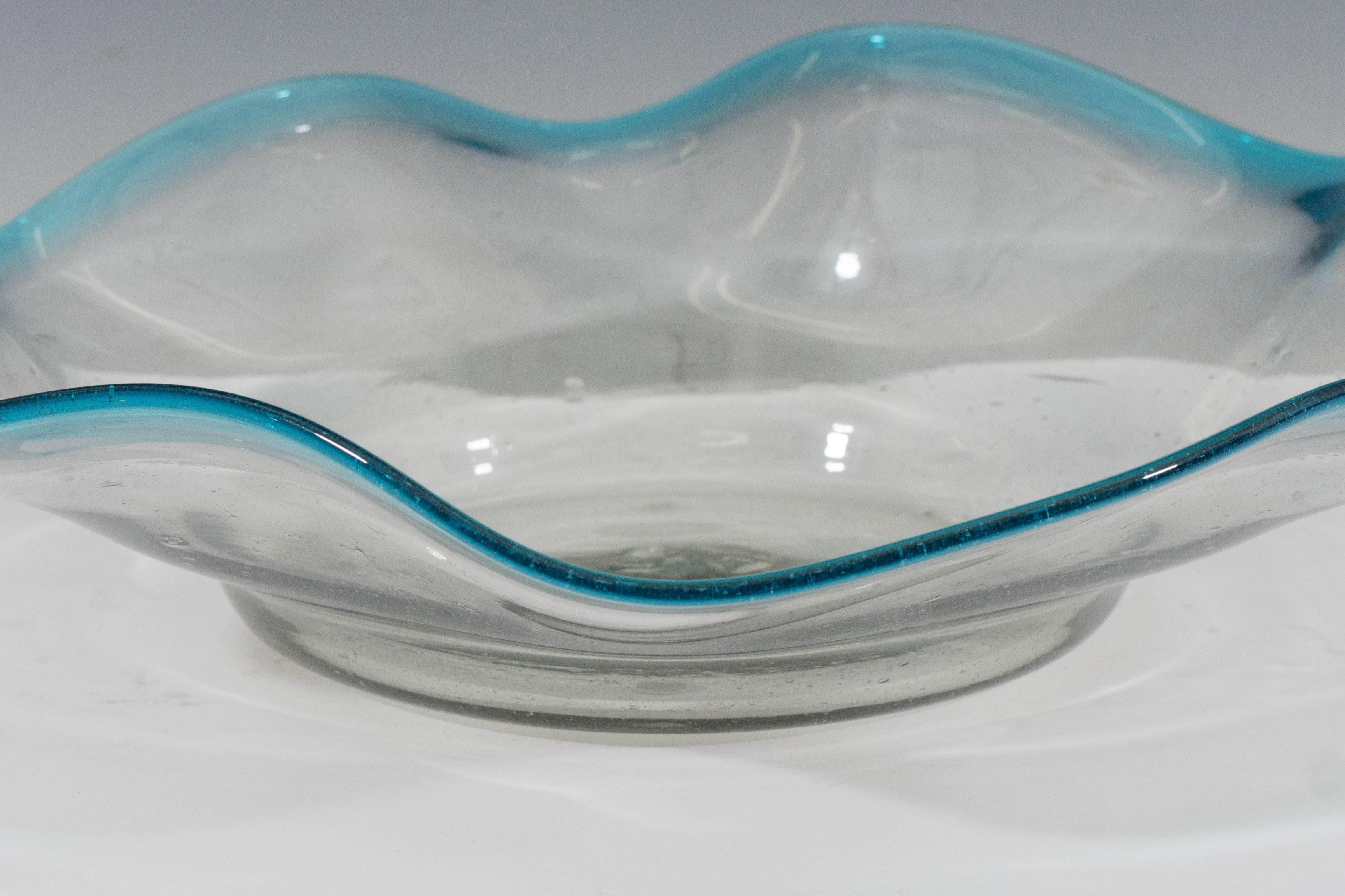 Mid-Century Modern Mid-Century Italian Handblown Murano Glass Scalloped Bowl