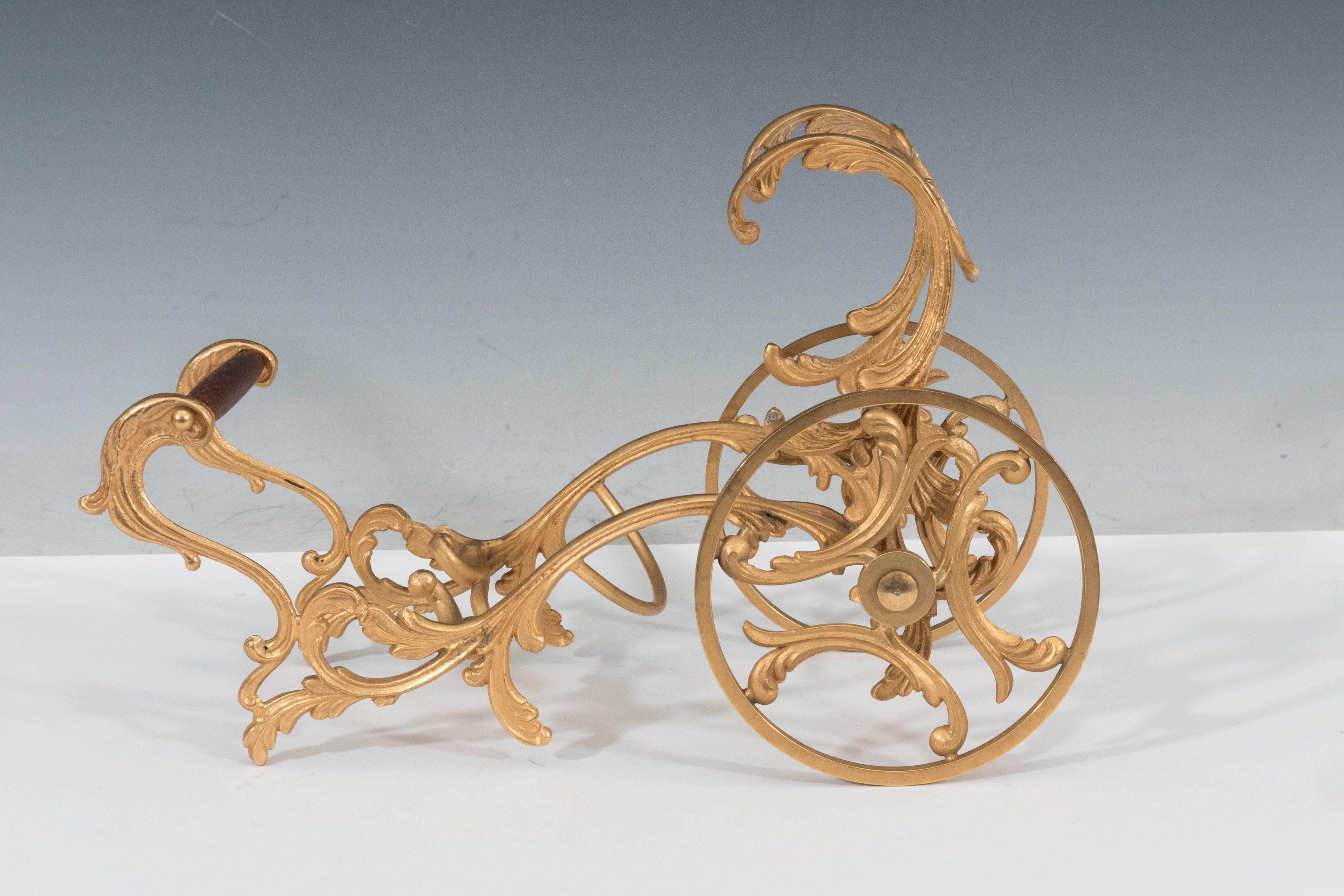 Gilt Mid-Century Italian Gilded Chariot Shaped Wine Holder