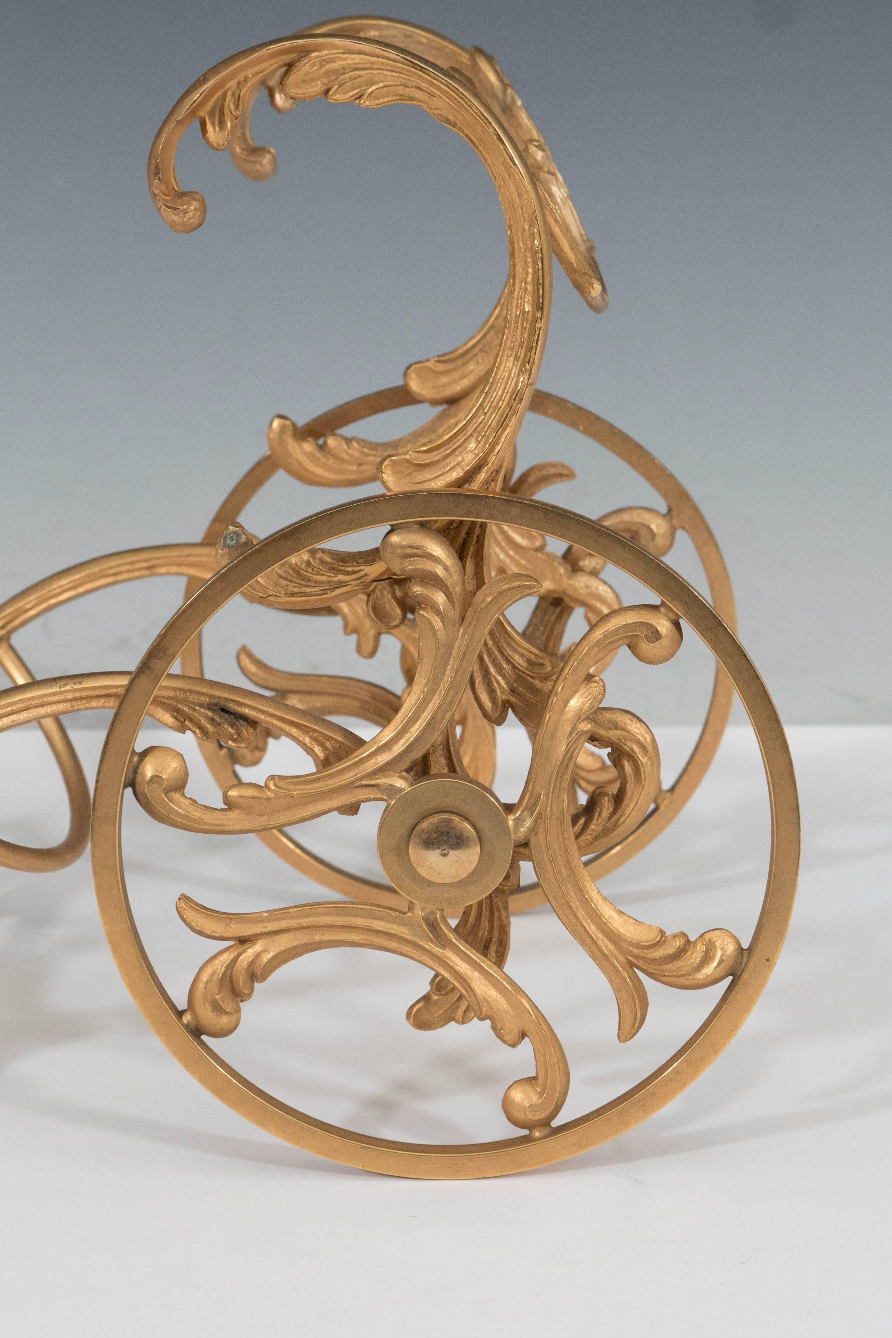 Mid-Century Italian Gilded Chariot Shaped Wine Holder In Good Condition In Astoria, NY