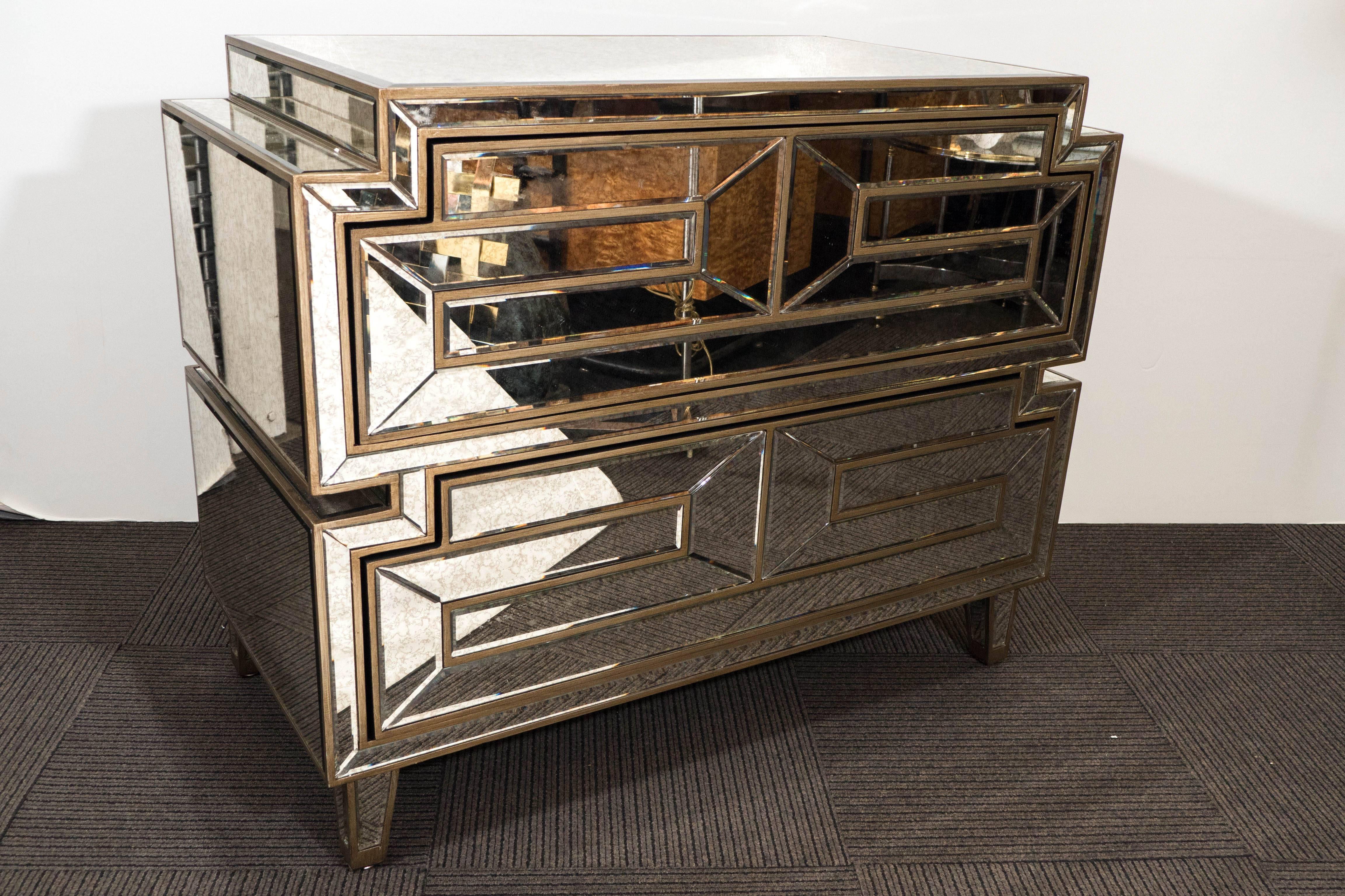 Mirror Custom-Made Hollywood Regency Style Night Stands