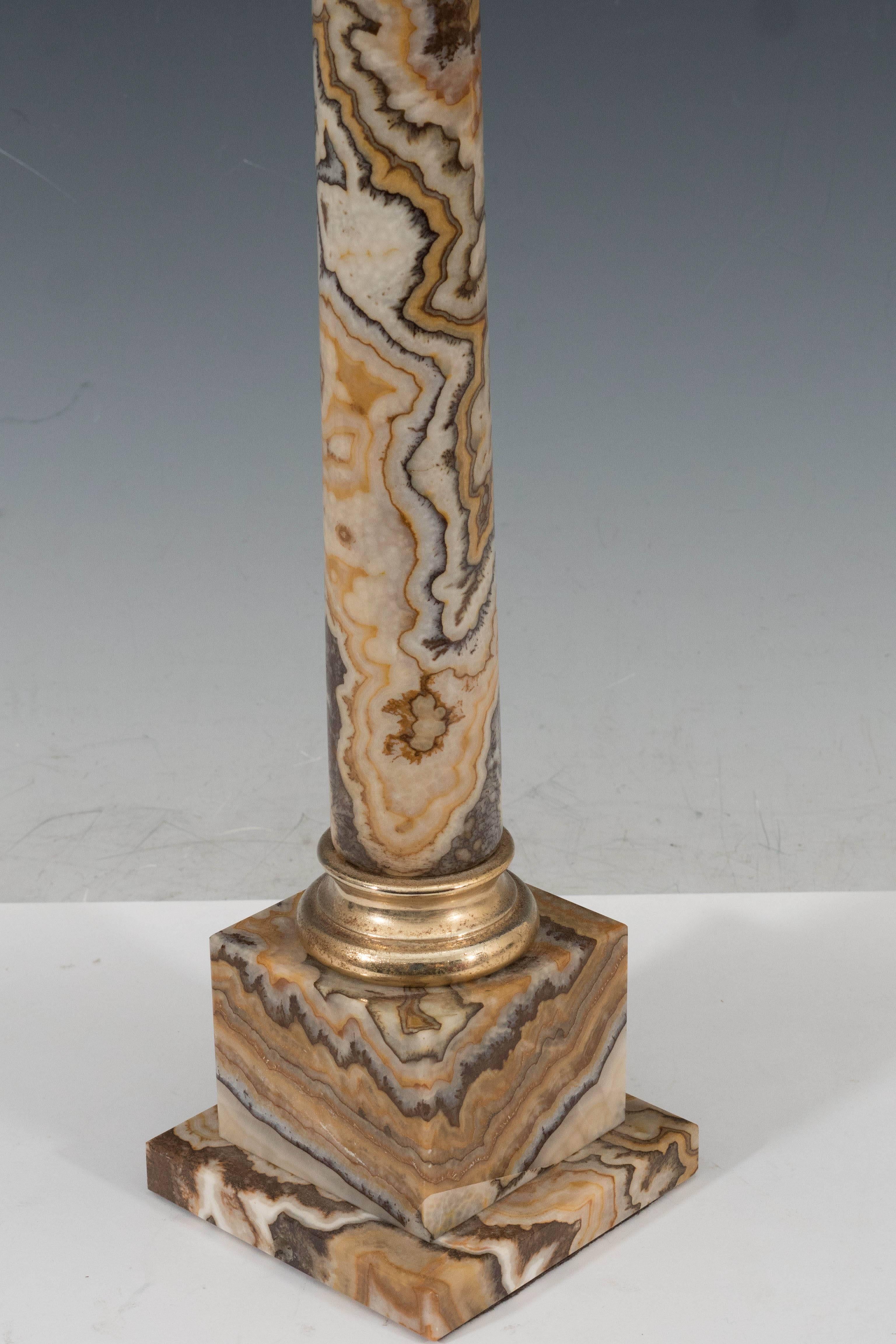 Pair of Doric Column Table Lamps in Onyx 1
