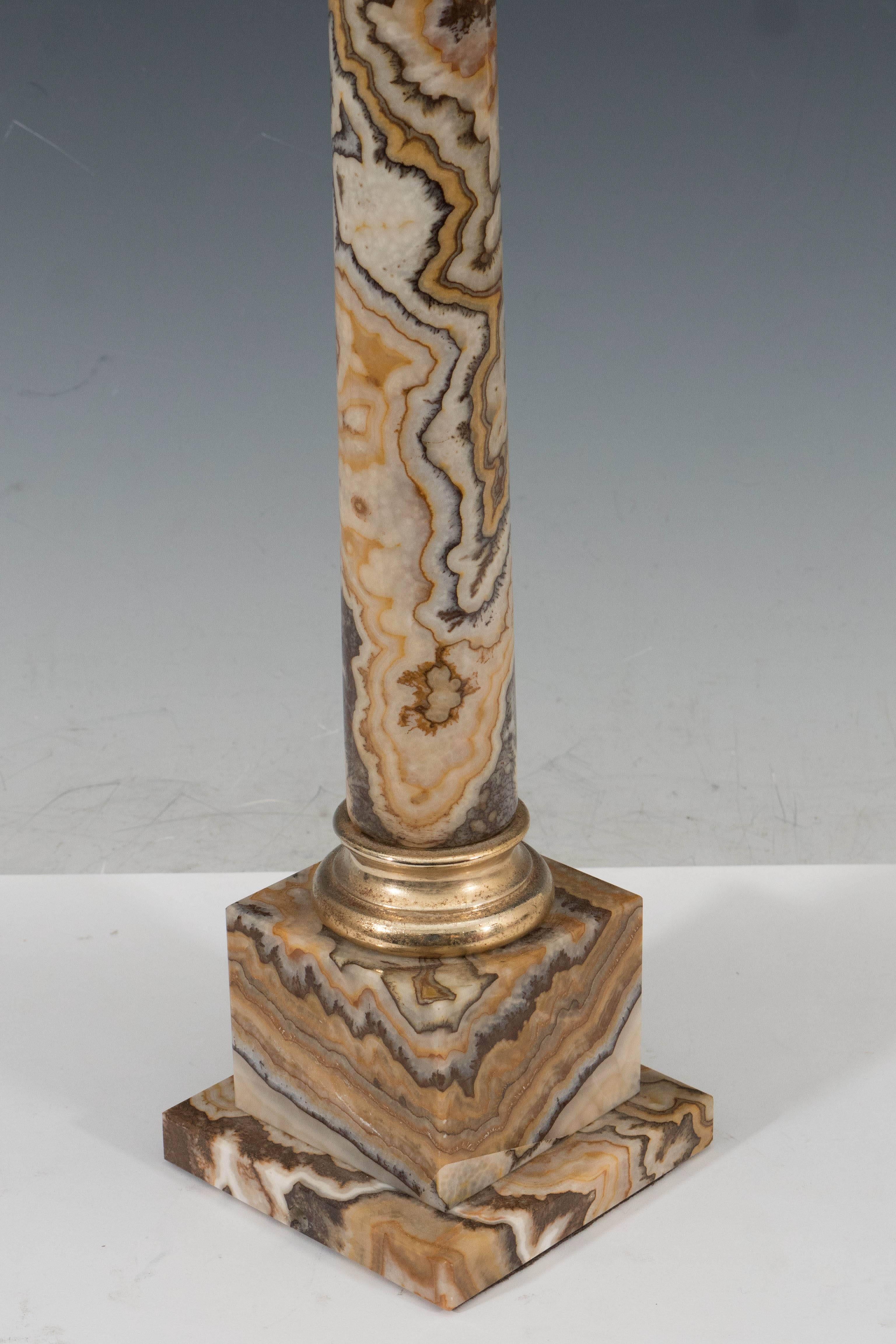 Pair of Doric Column Table Lamps in Onyx 2