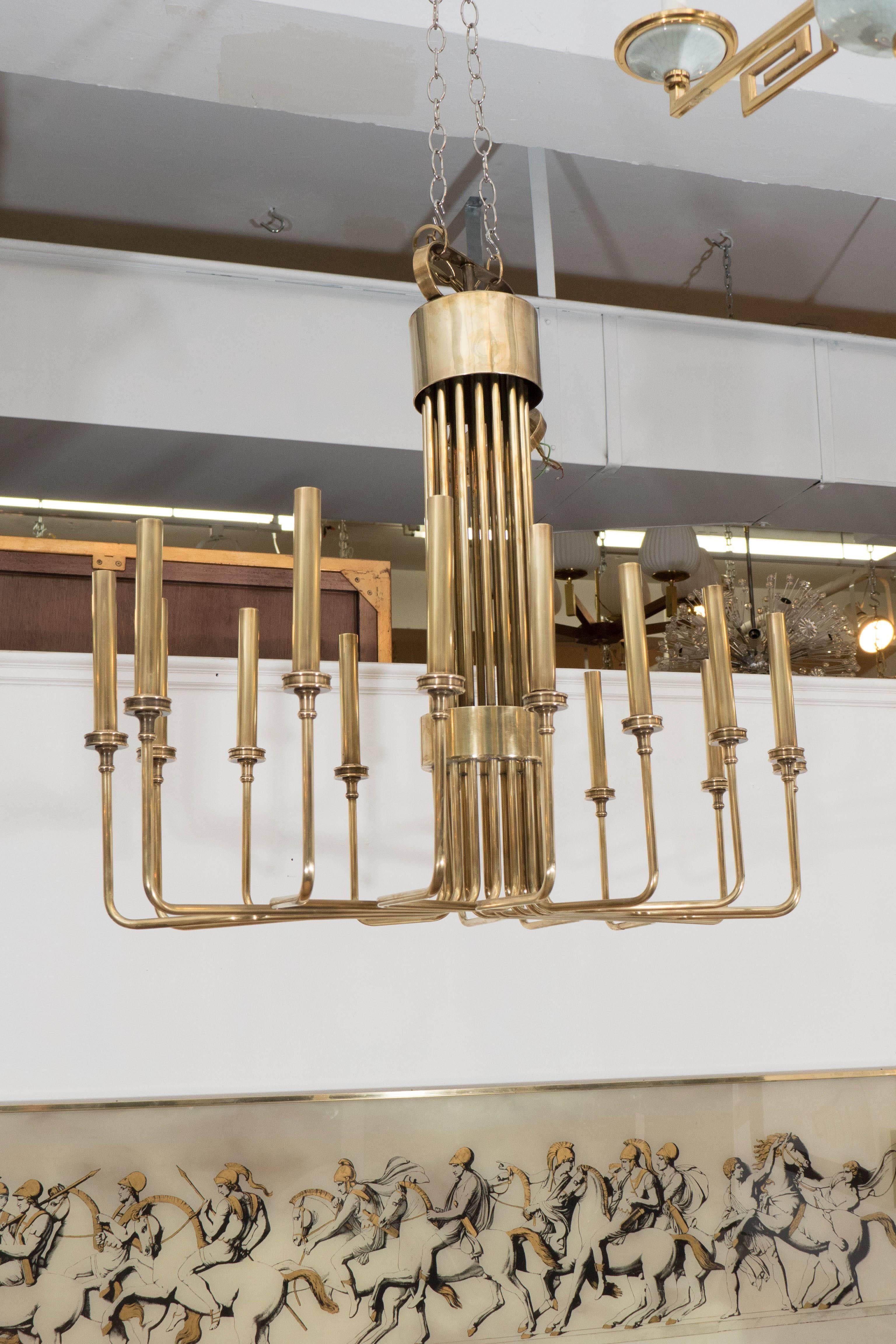 Hart Associates Brass Chandelier in the Manner of Tommi Parzinger In Good Condition In New York, NY