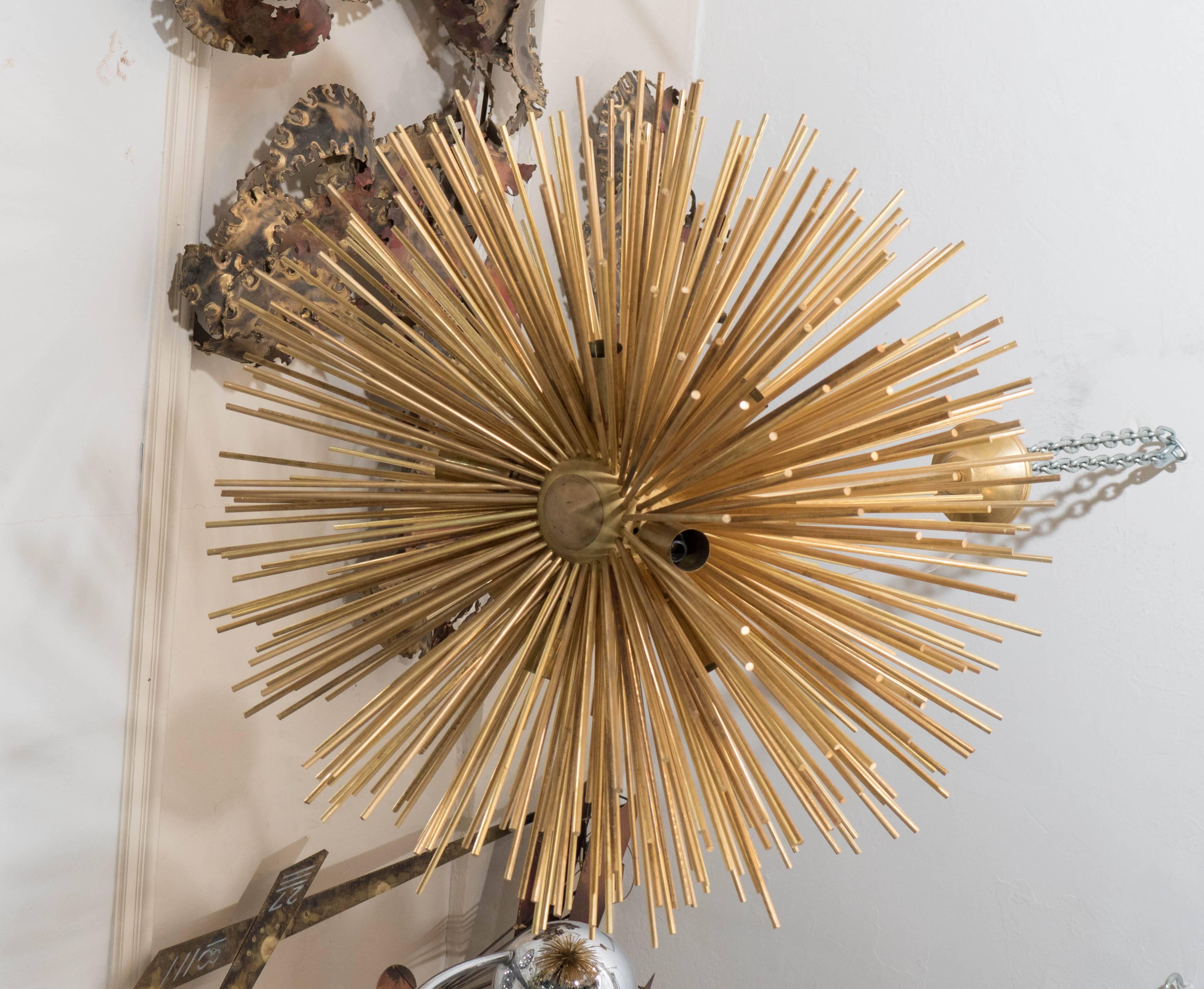 Late 20th Century Italian Sputnik Chandelier in Brass For Sale 2