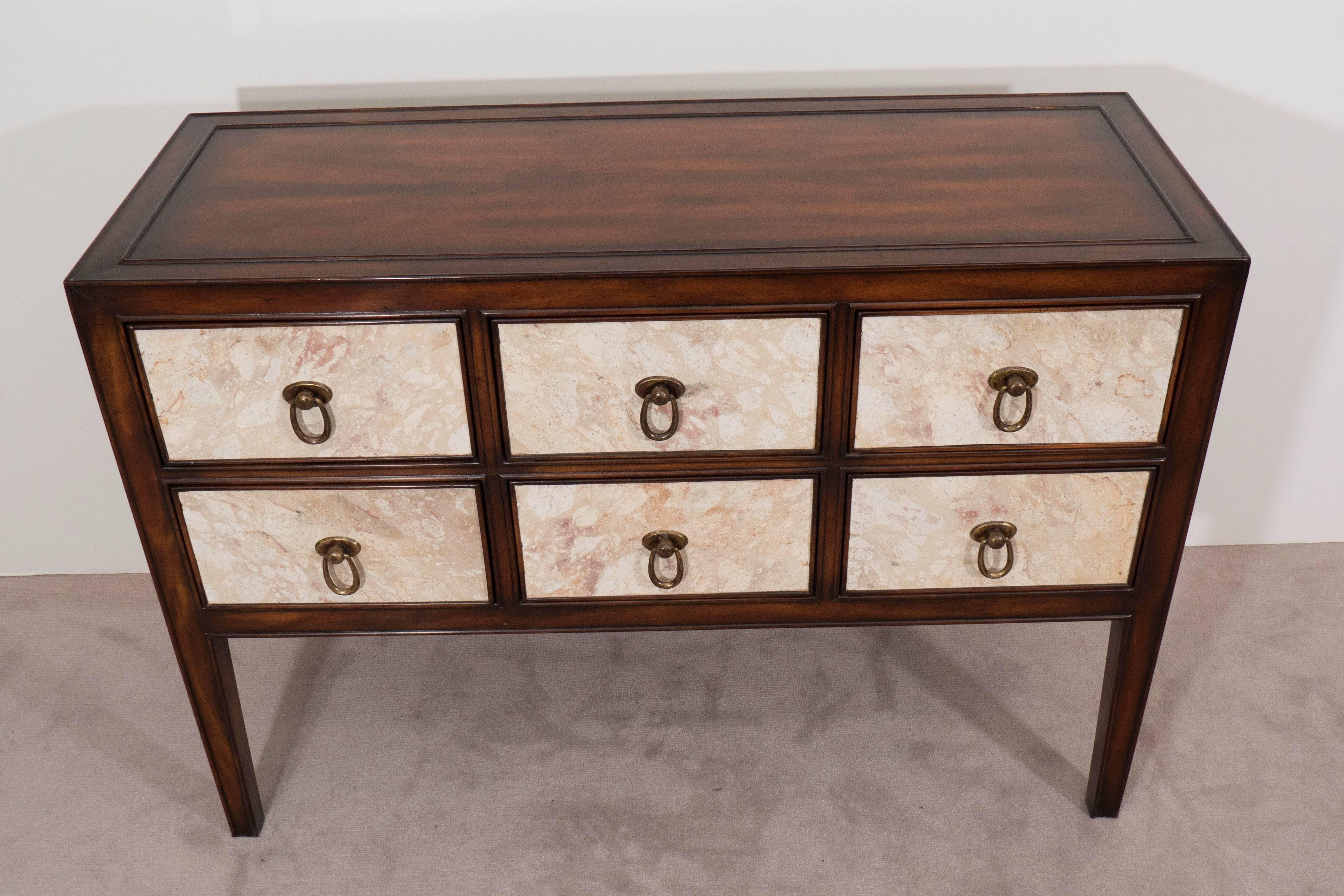 Baker Sideboard with Six Stone Clad Drawers In Good Condition In New York, NY