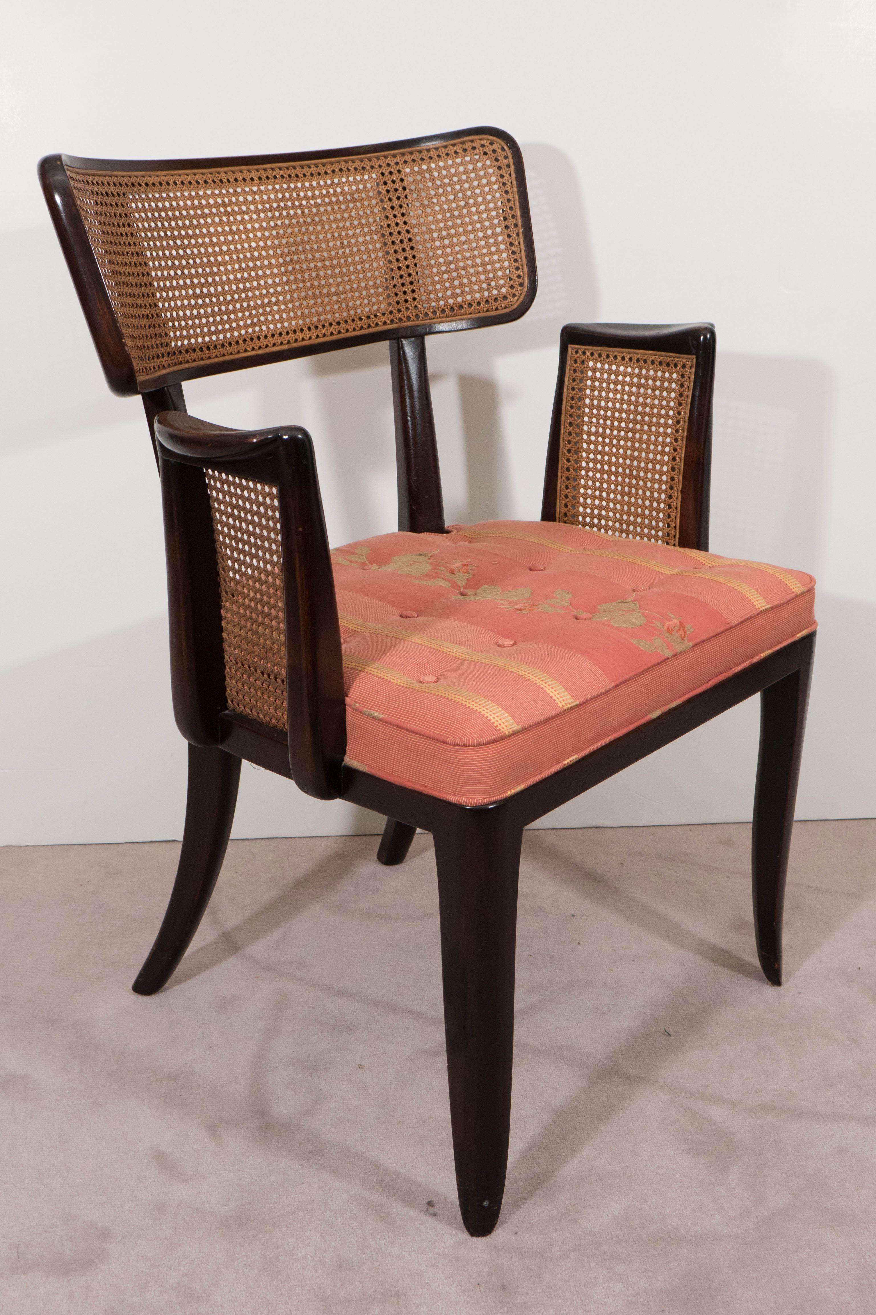 Mid-Century Modern Set of Six Edward Wormley Dining Room Chairs with Caning for Dunbar