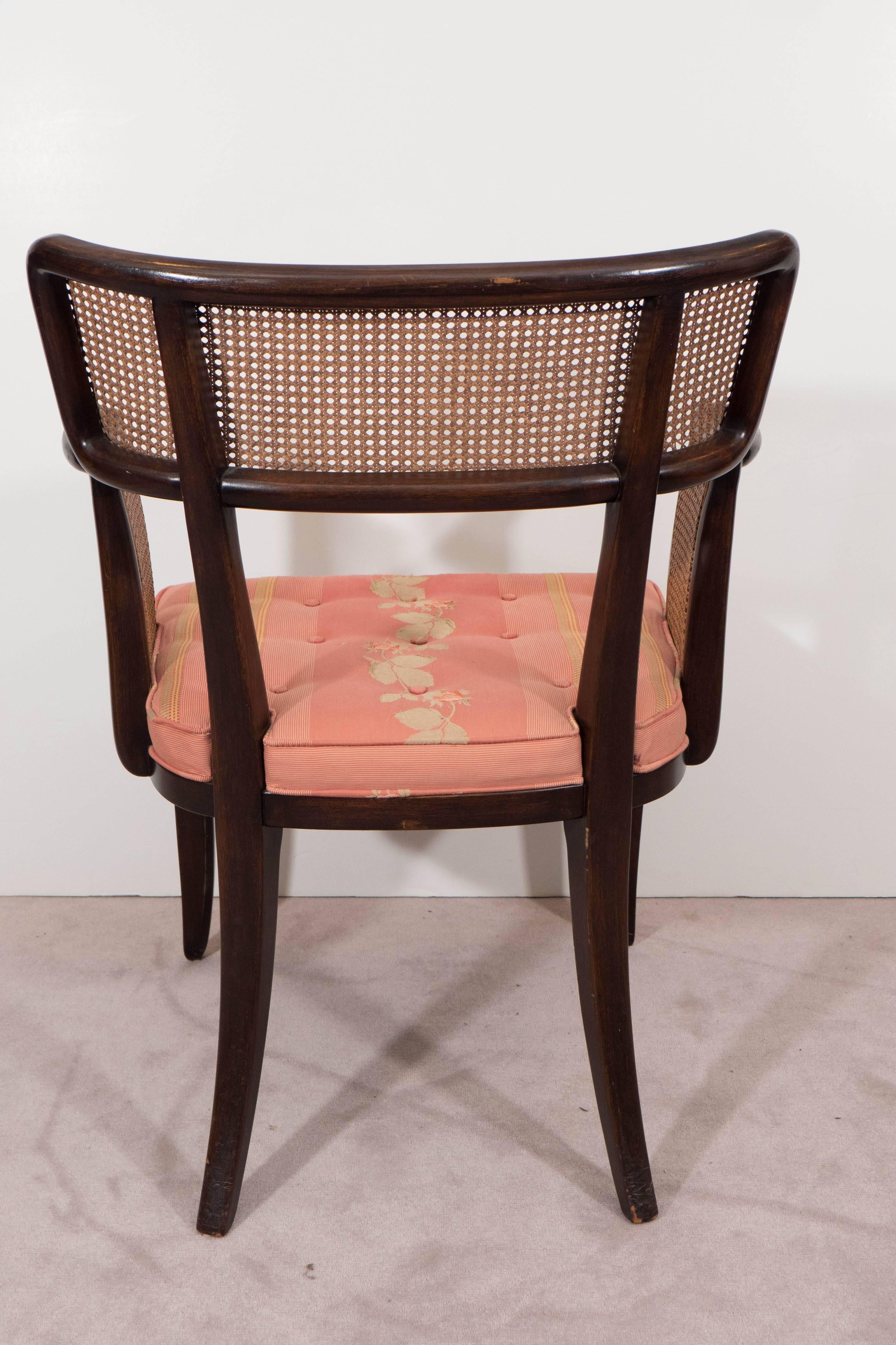 Mid-20th Century Set of Six Edward Wormley Dining Room Chairs with Caning for Dunbar