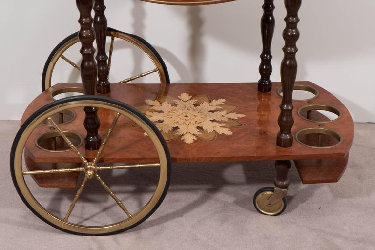 Mid Century Italian Drop Leaf Burl Wood Bar Cart With Fl This Beautiful Vintage Italian Drop Leaf Bar Cart Produced Circa 1960s Includes