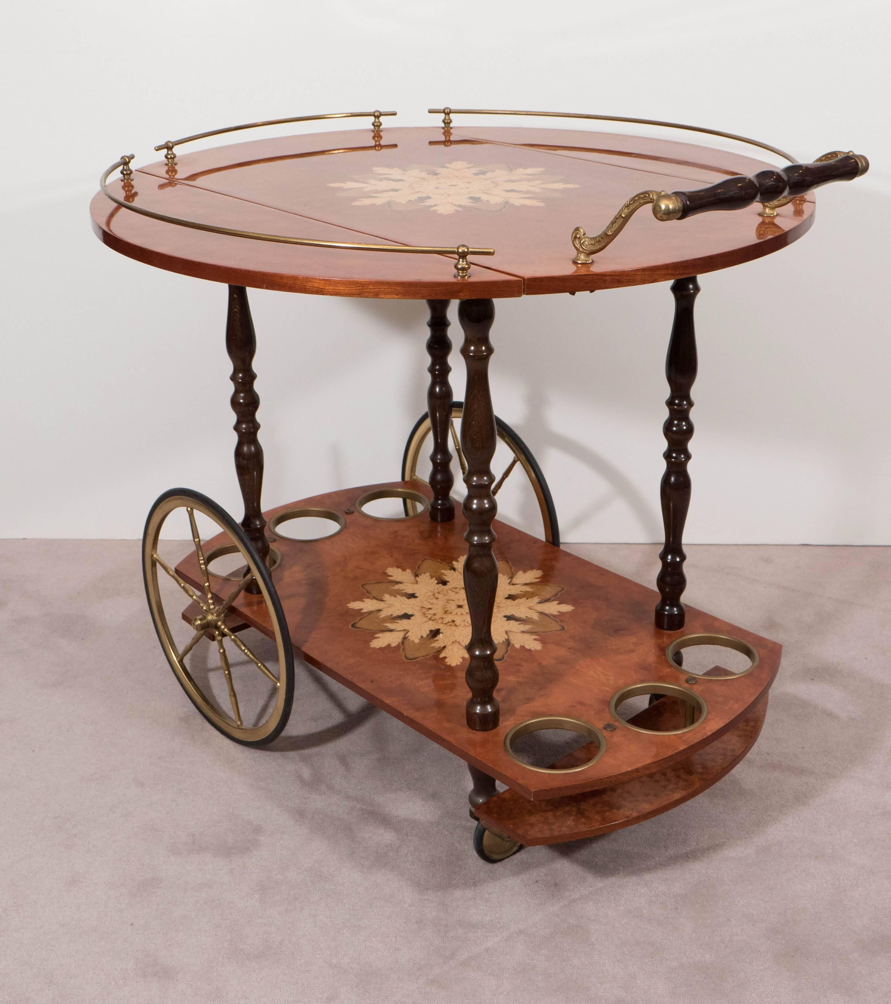 vintage italian marquetry bar cart