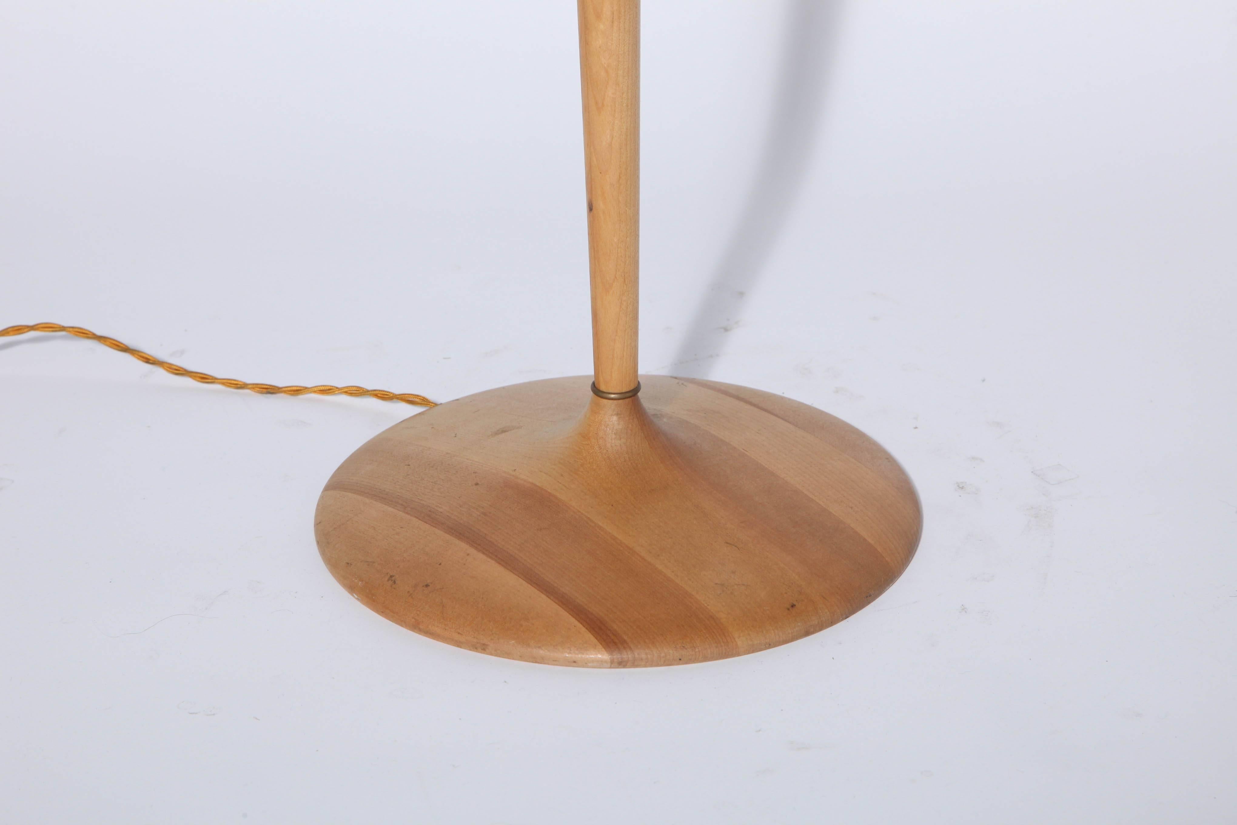Late 20th Century CX Design Studio Hand Turned Solid Beech Floor Lamp, 1970's For Sale