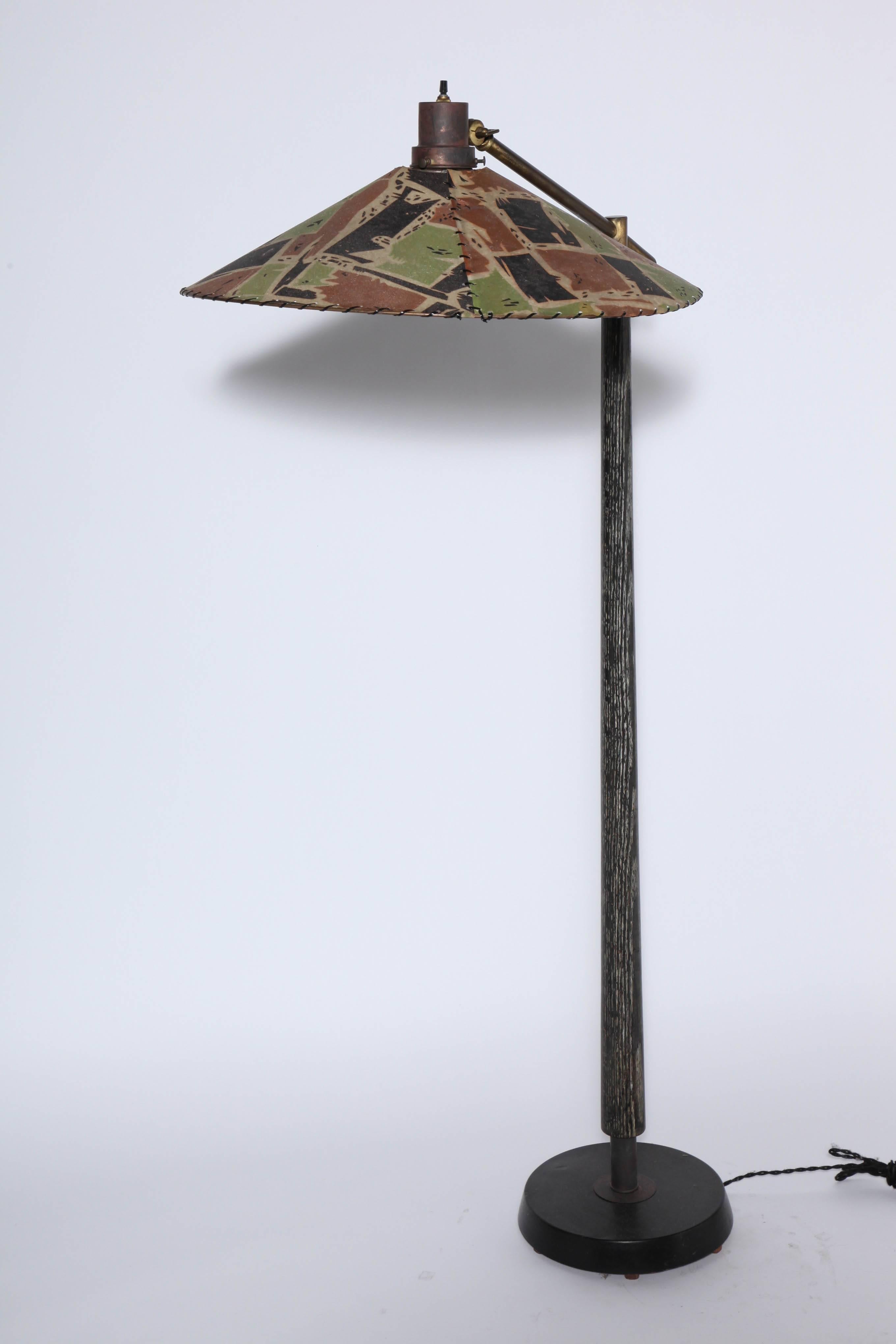 Mid-20th Century Max Kment Style Ebonized Floor Lamp with Tilt 