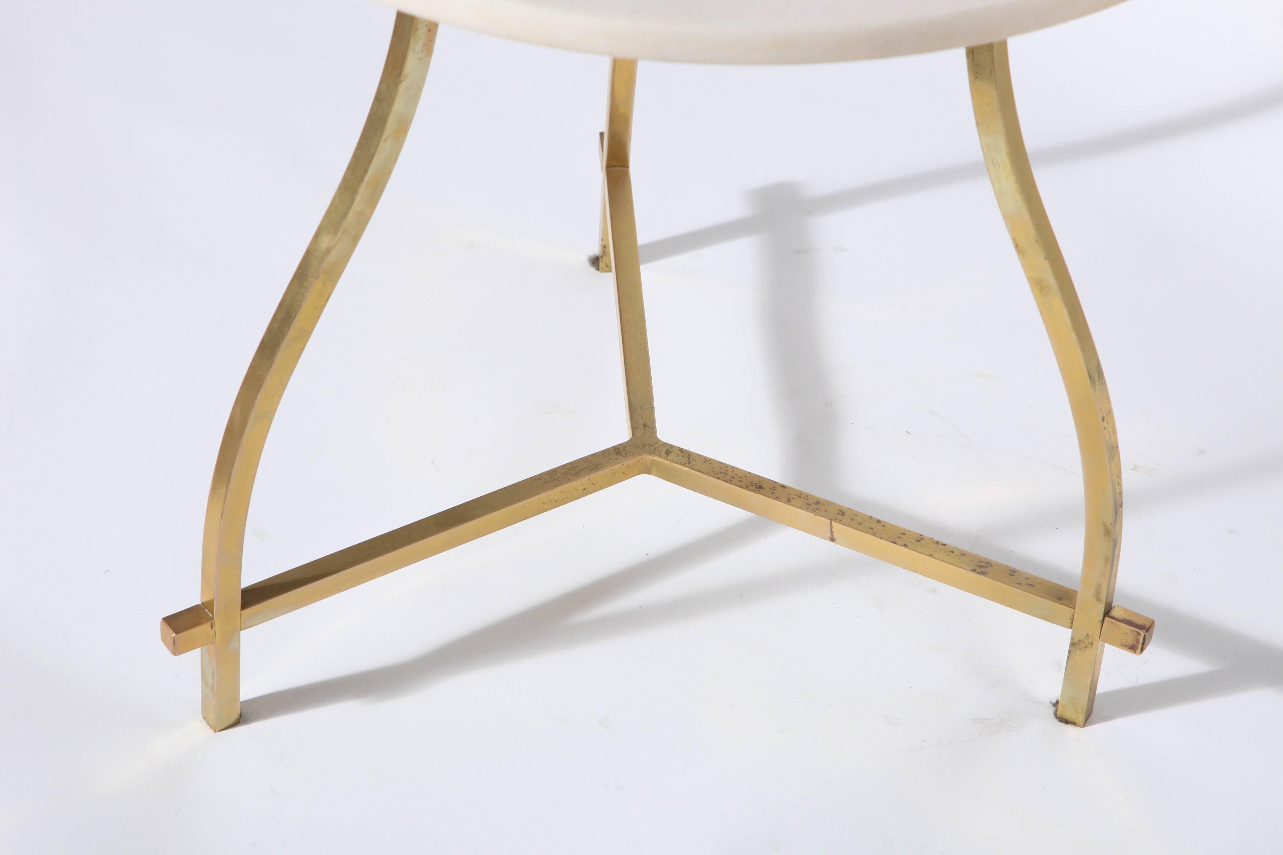 Tommi Parzinger Style Marble, Brass, Shaded Candlestick Side Table Floor Lamp  en vente 2