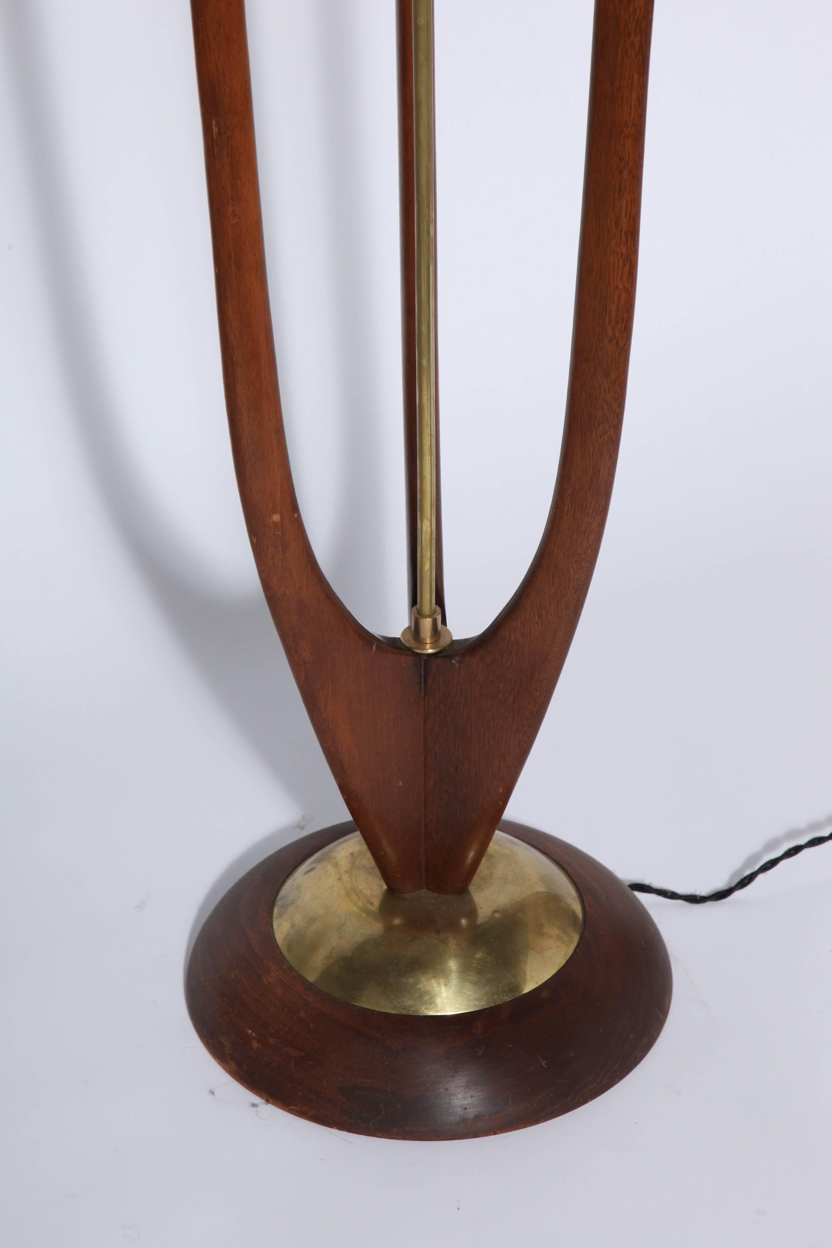 Mid-Century Modern Danish Modern Modeline Brass and Walnut Floor Lamp