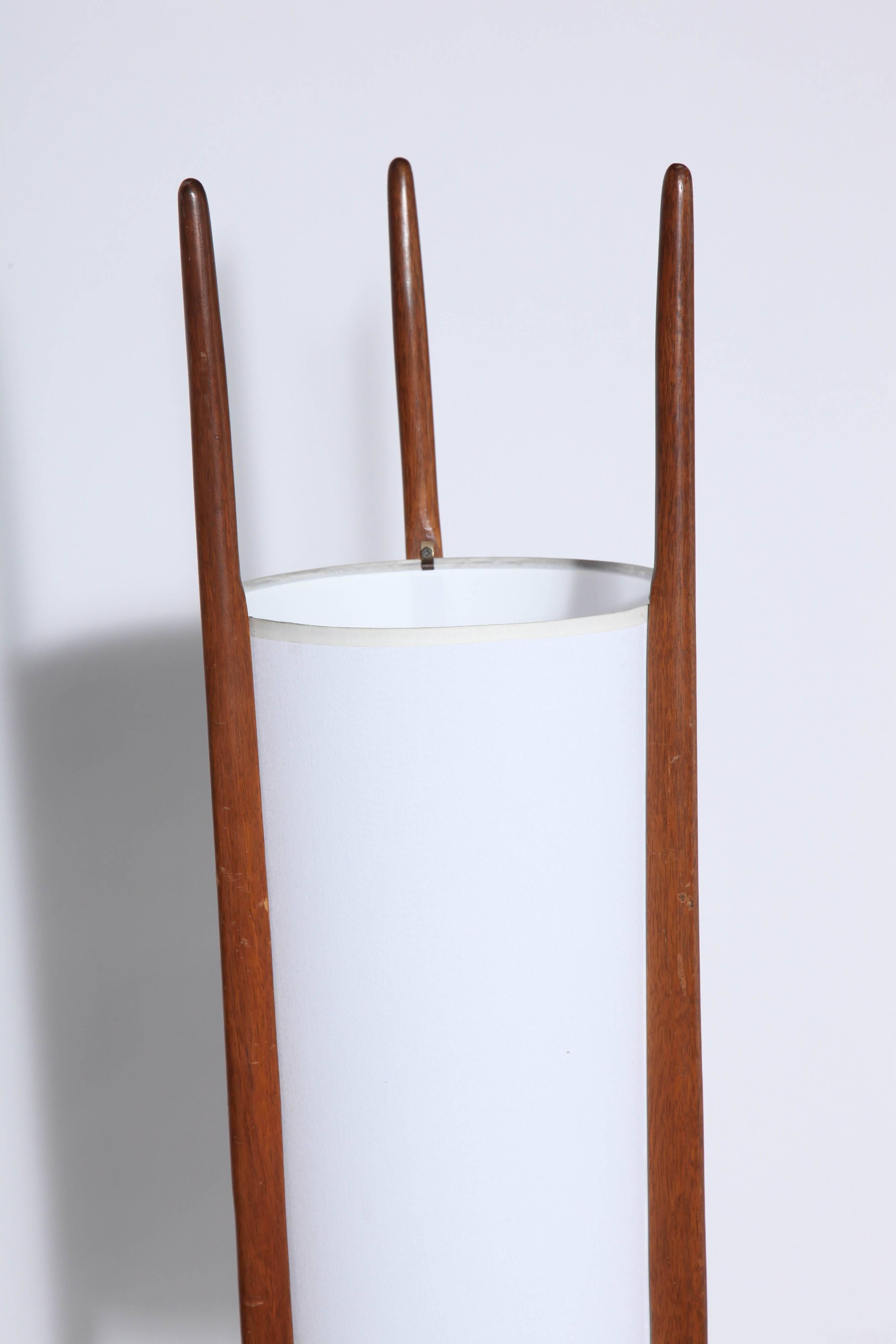 American Danish Modern Modeline Brass and Walnut Floor Lamp
