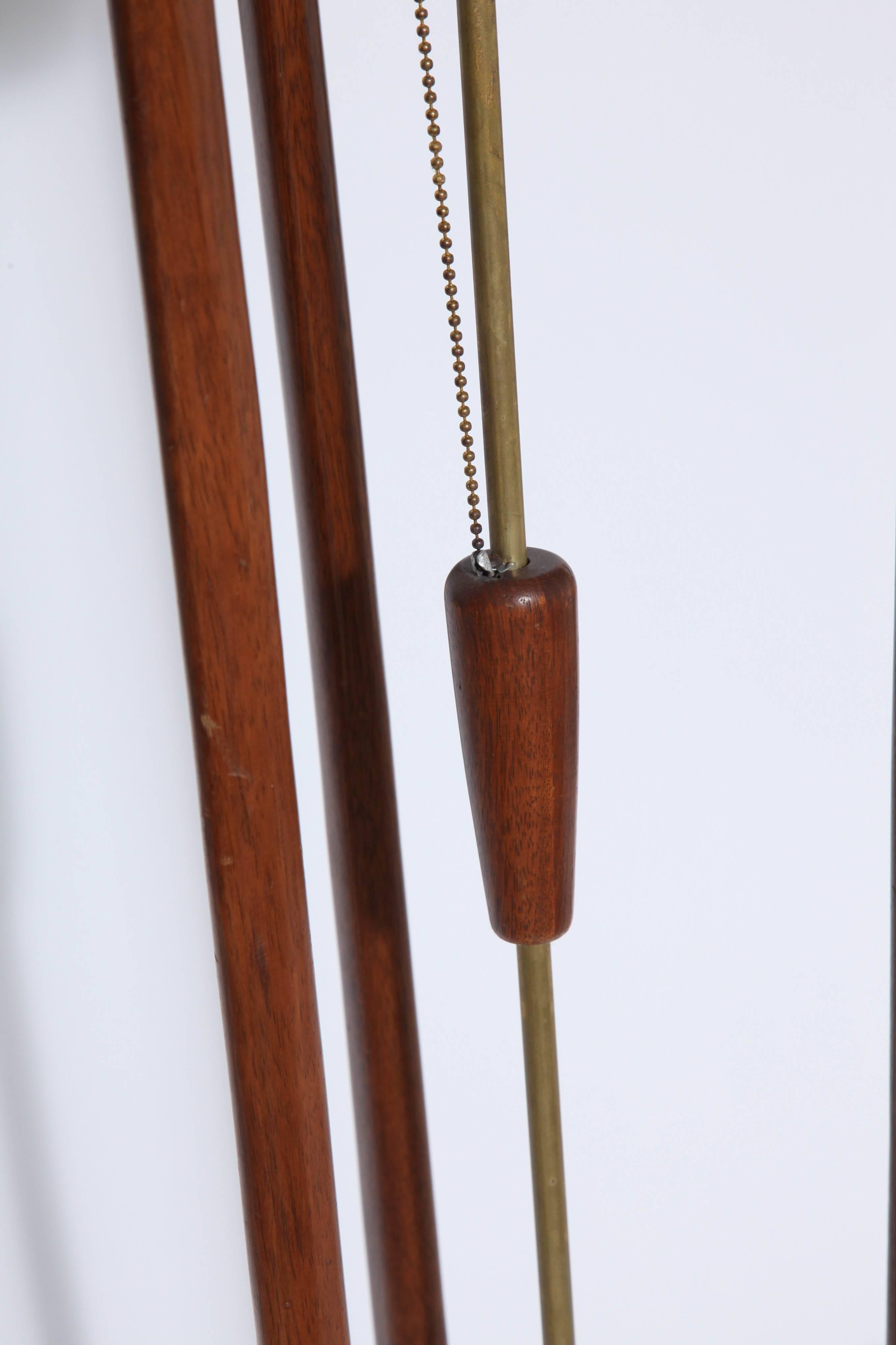 Linen Danish Modern Modeline Brass and Walnut Floor Lamp