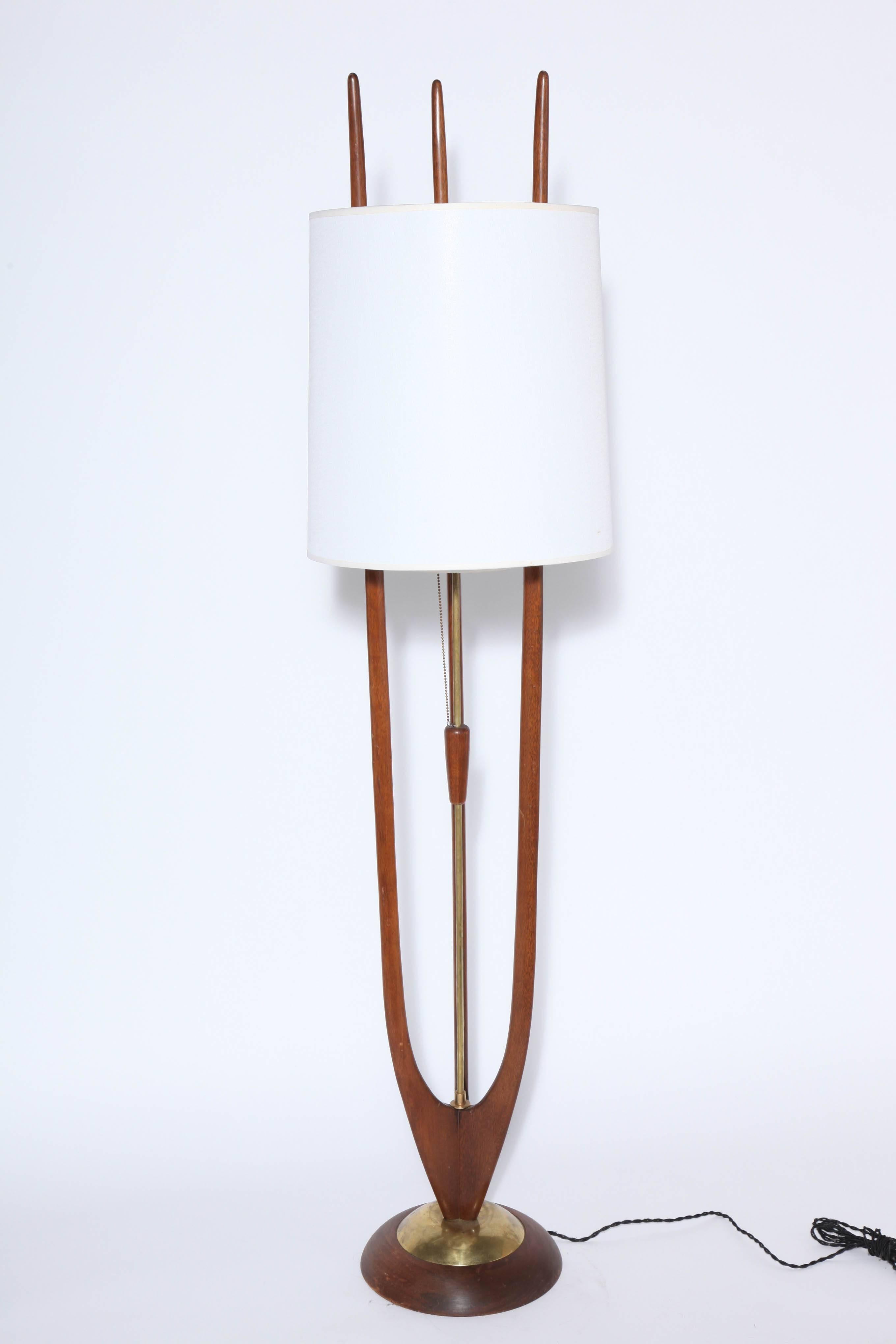 Danish Modern Modeline Brass and Walnut Floor Lamp 1