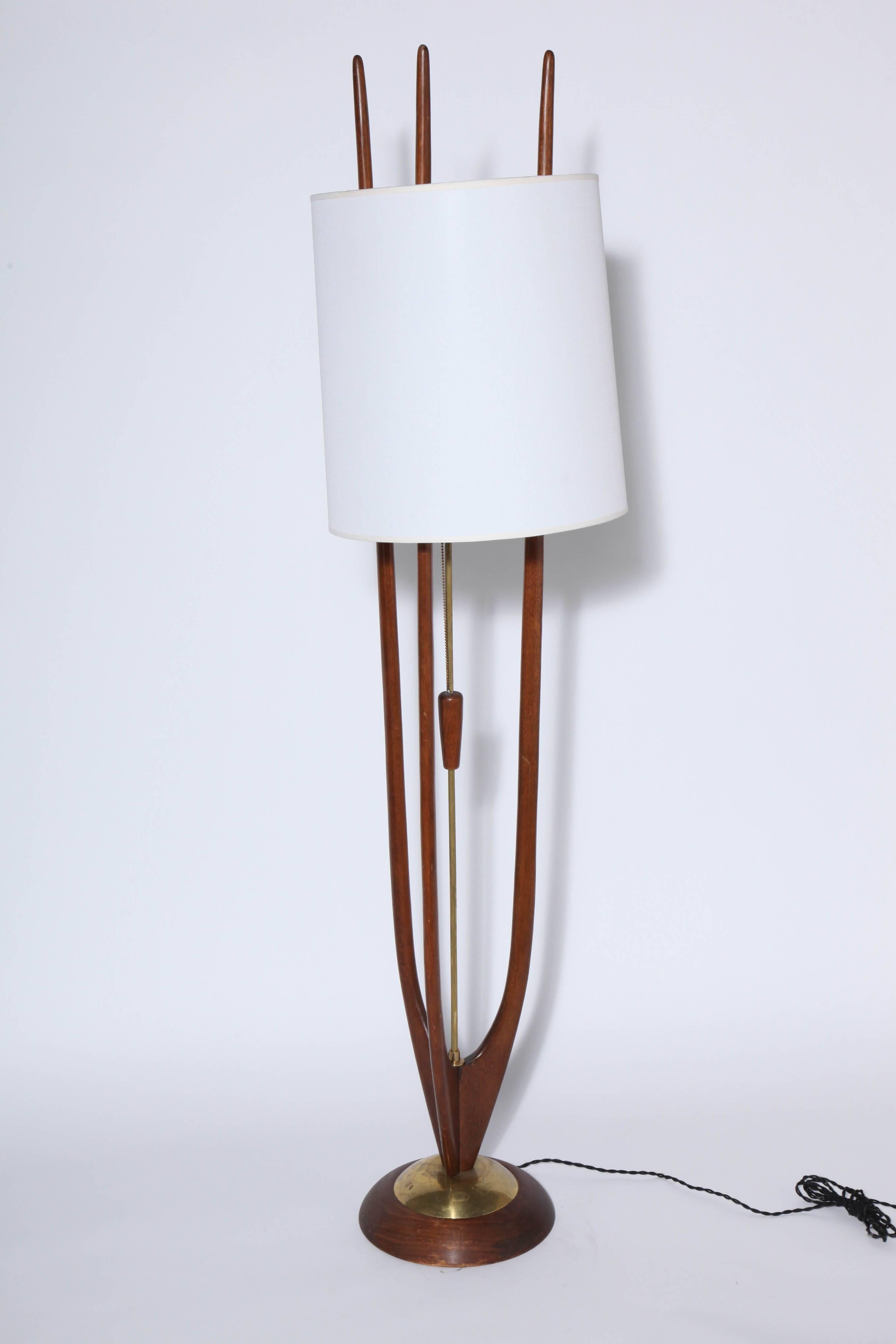 Danish Modern Modeline Brass and Walnut Floor Lamp 2