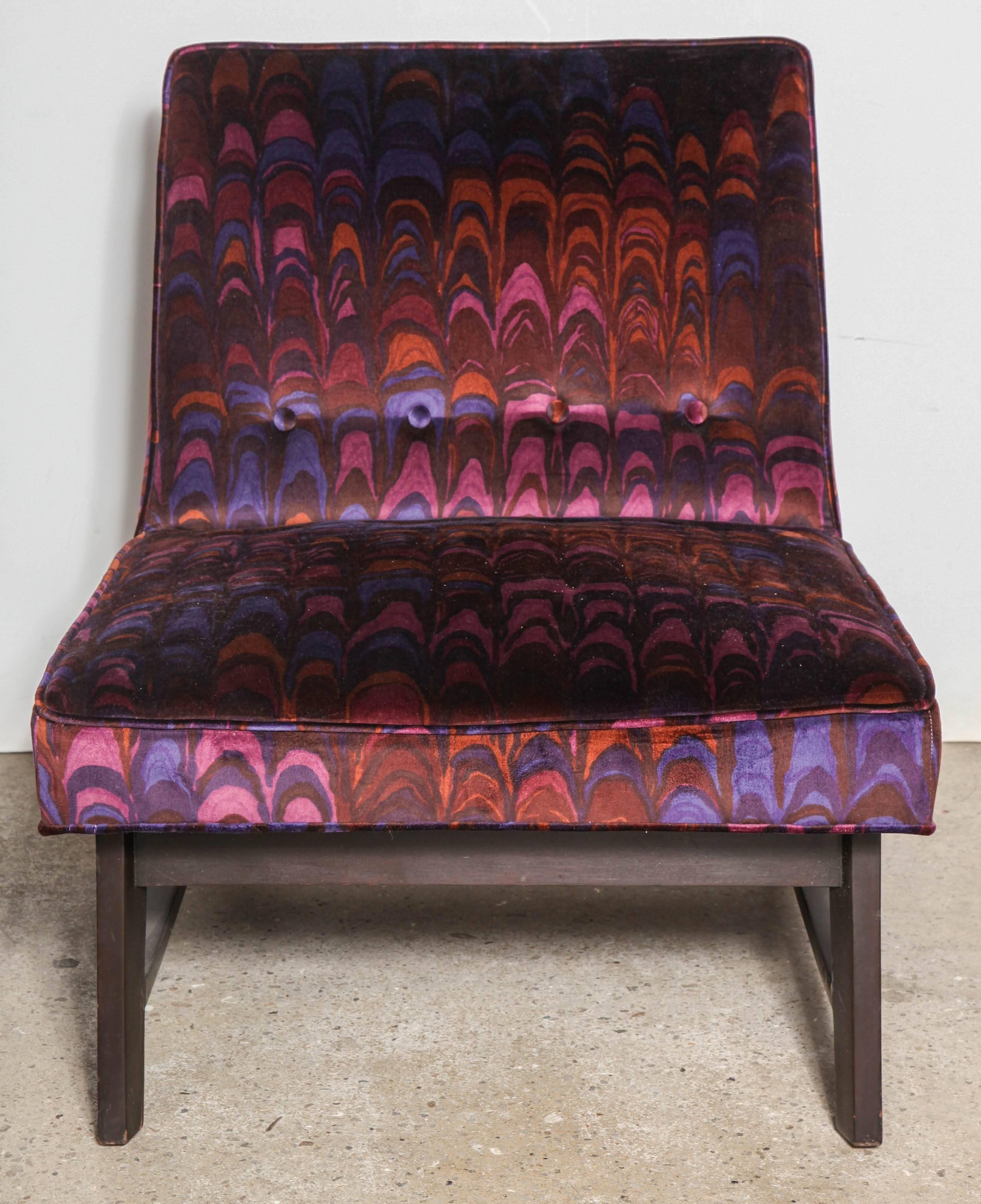 Mid-Century Modern Edward Wormley for Dunbar Lounge Chair with Jack Lenore Larsen Fabric, 1950s 