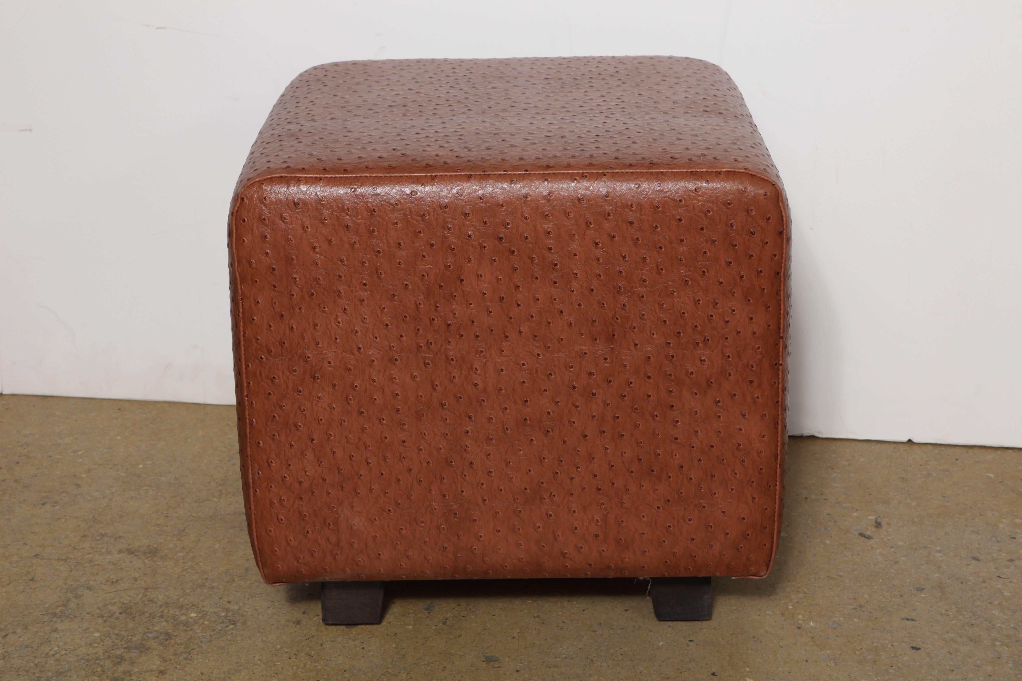 square leather pouf