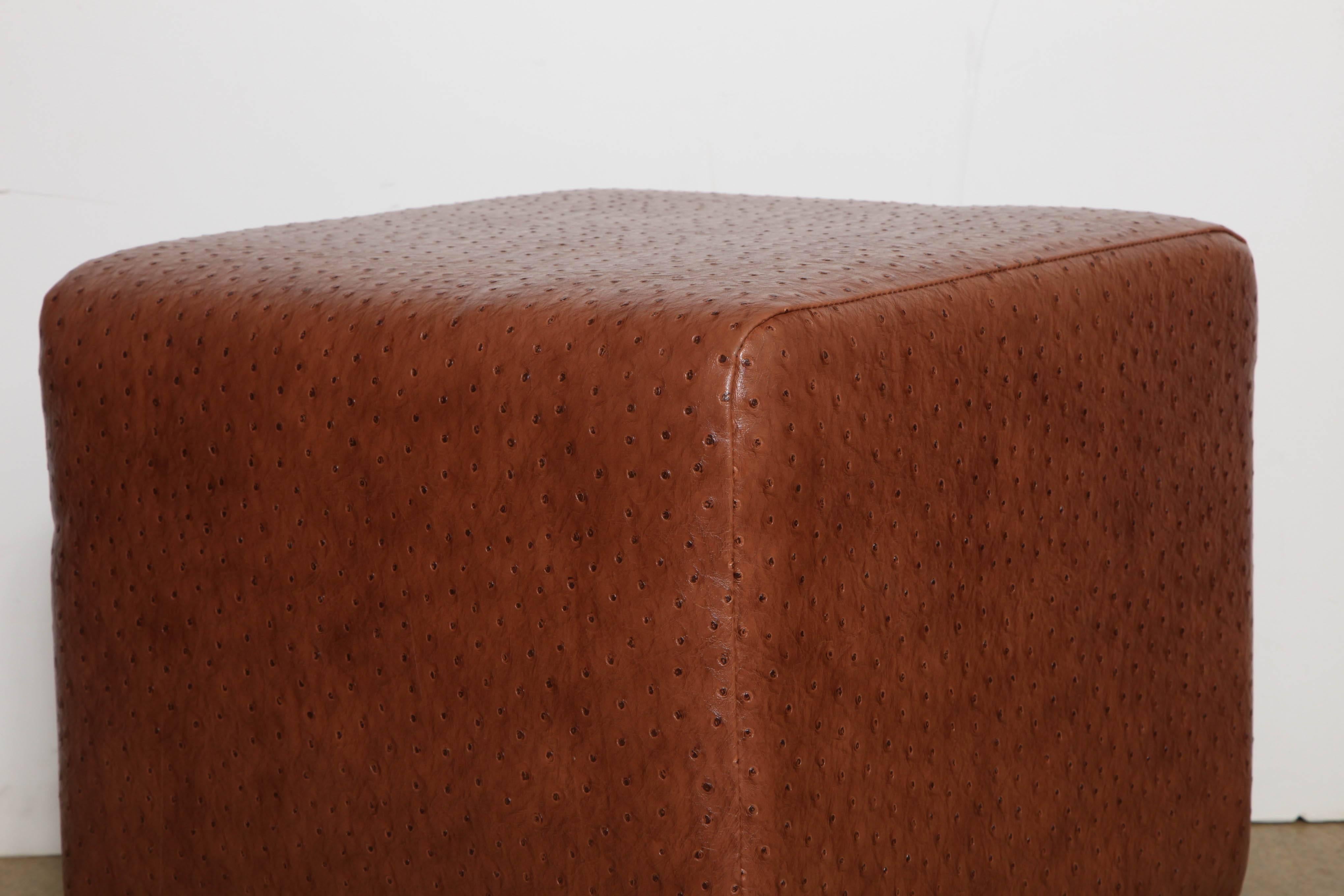 Late 20th Century set of 5 Custom Made square Leather Ottomans